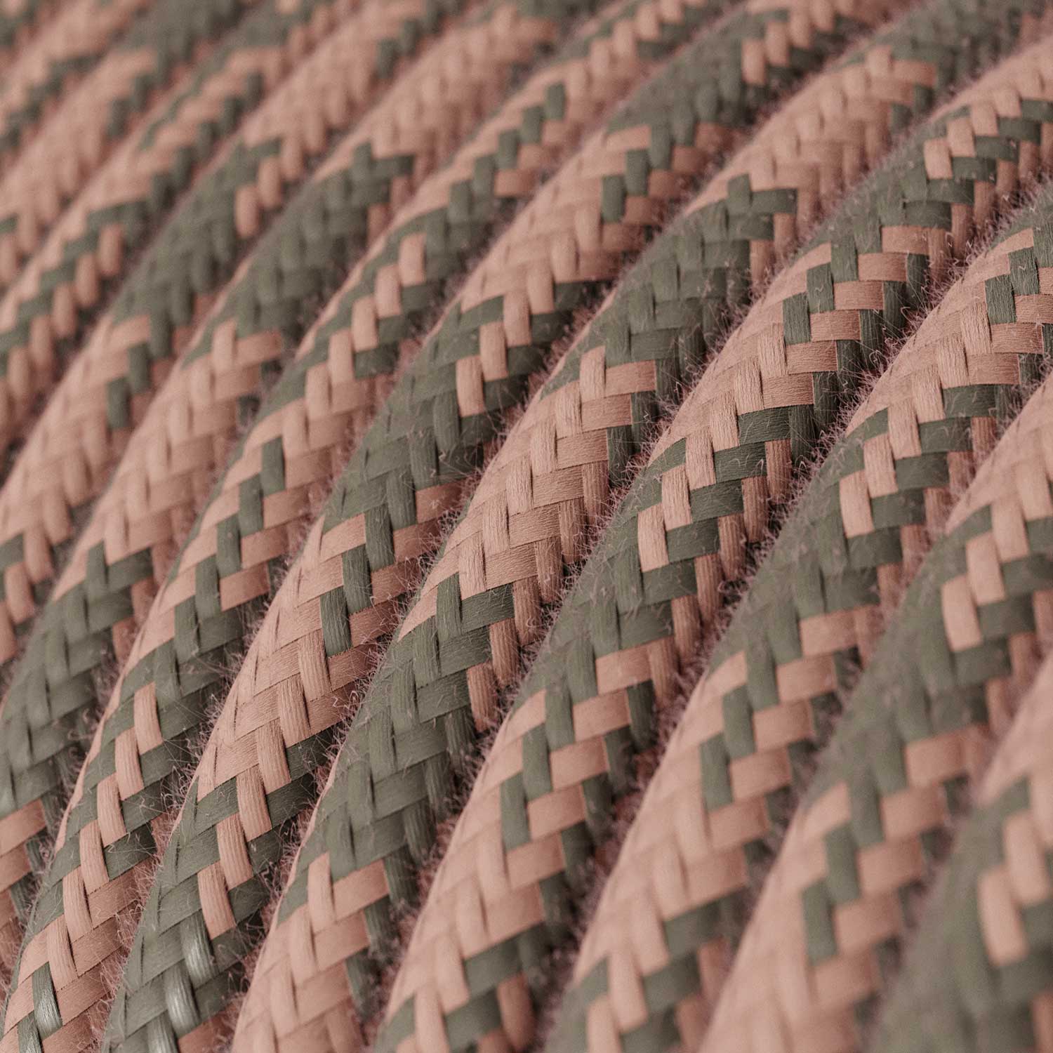 Textilkabel – Rosa & Grau Baumwolle Hahnentritt RP26 – UL-gelistet - Image 2