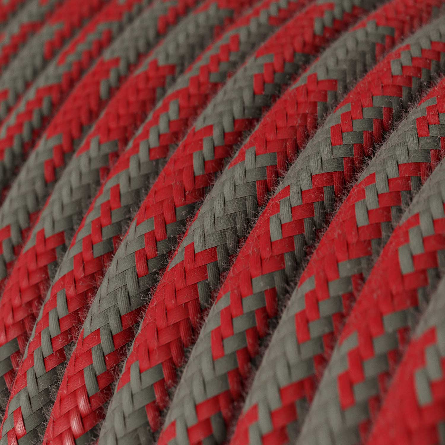 Textilkabel – Hahnentritt Baumwolle Rot & Grau RP28 – UL Listed - Image 2