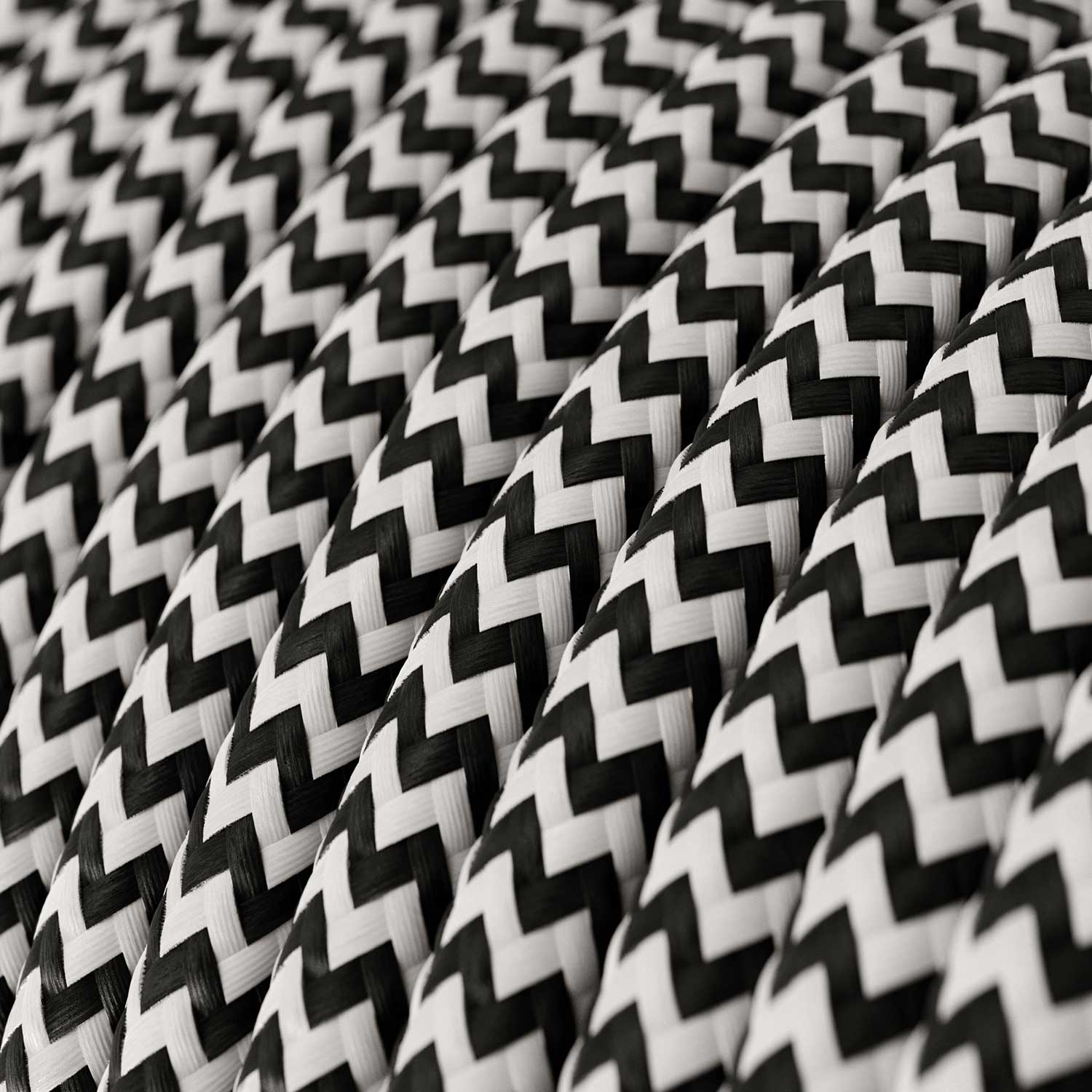 Stoffkabel – Schwarz & Weiß Chevron RZ04 – UL-zertifiziert - Image 2