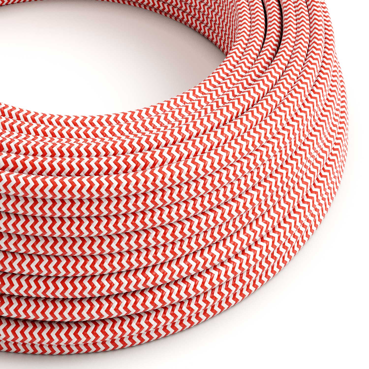 Stoffummanteltes Kabel – Rot & Weiß Chevron RZ09 – UL-zertifiziert