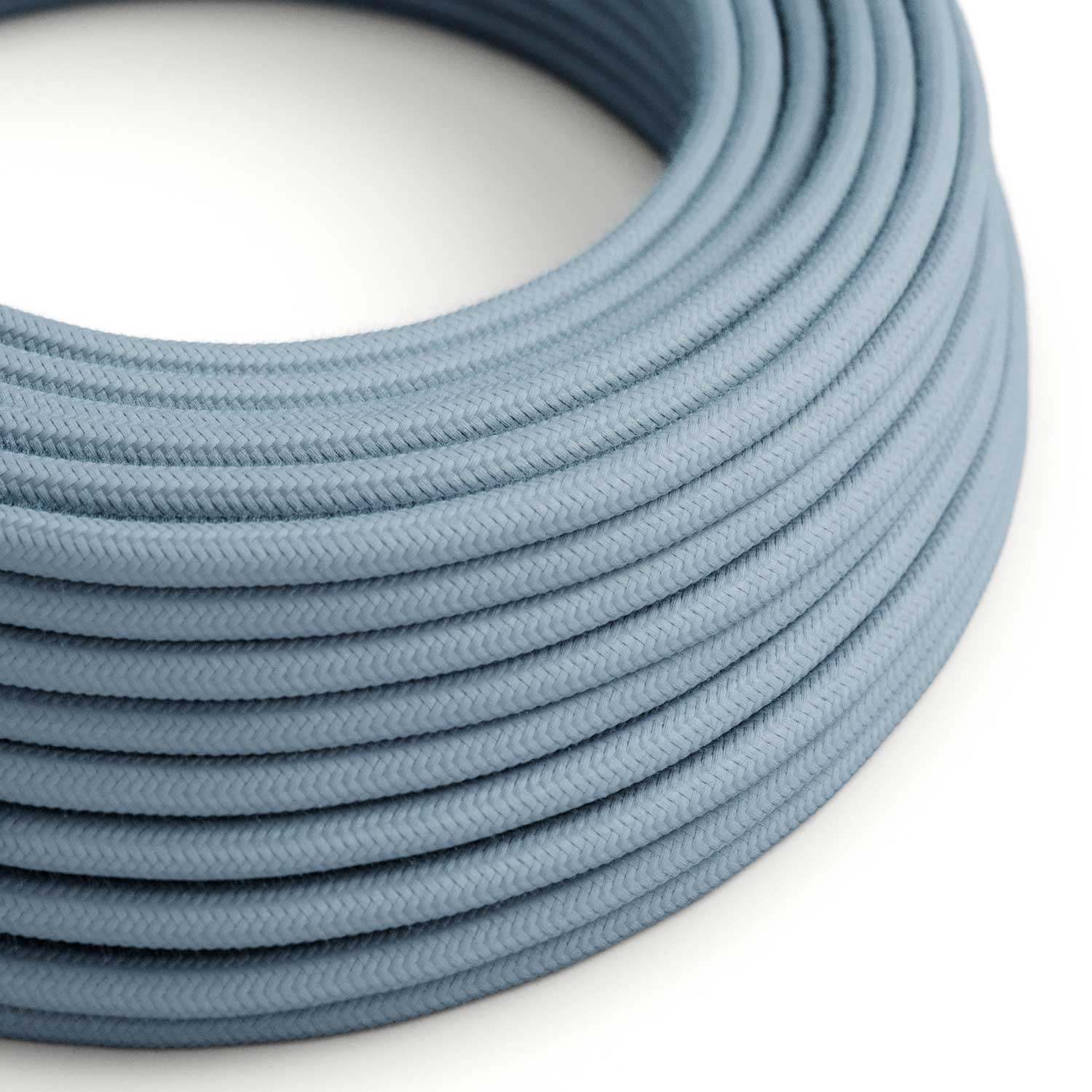 Stoffummanteltes Kabel – Babyblau Baumwolle RC53 – UL-gelistet