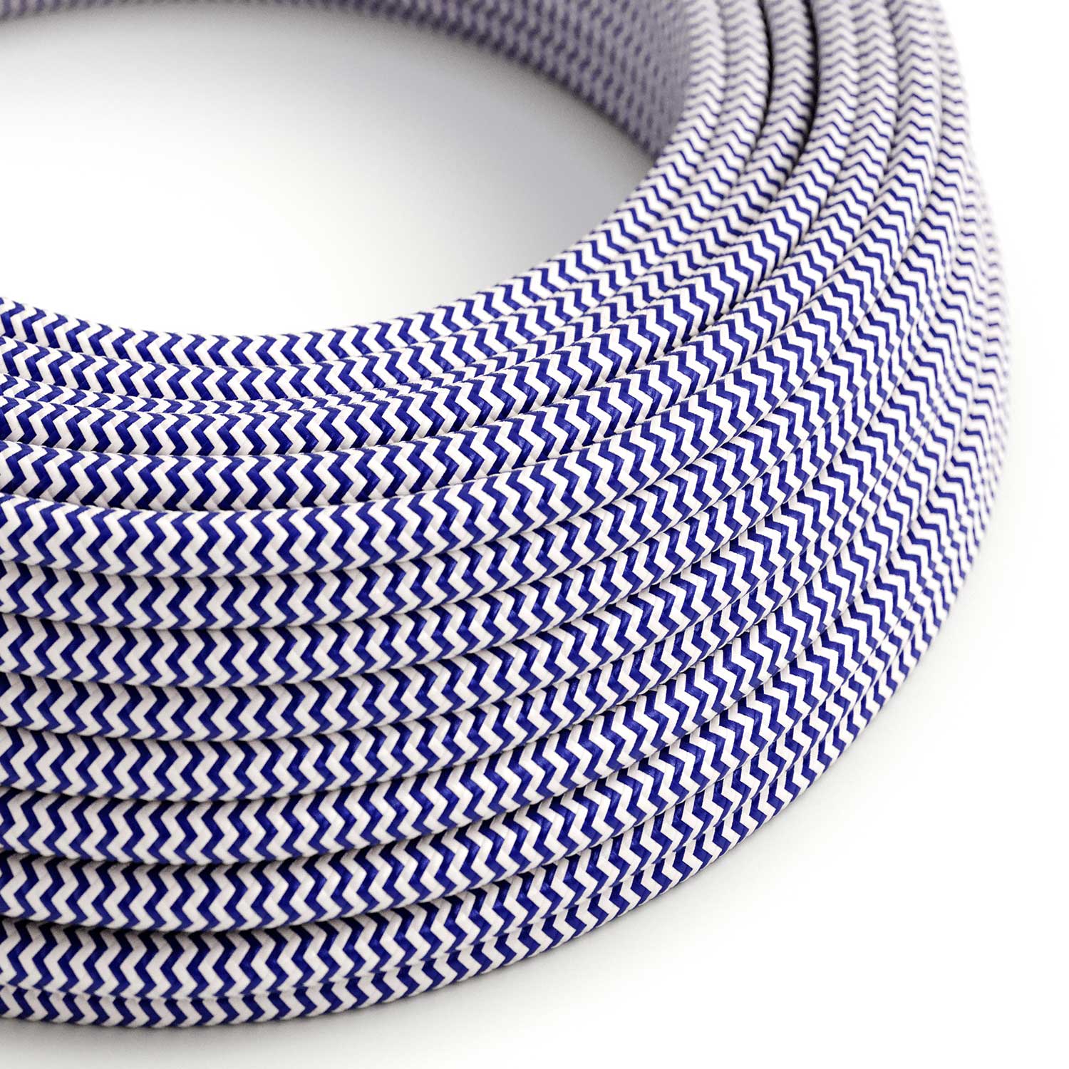 Textilkabel – Blau & Weiß Chevron RZ12 – UL-gelistet