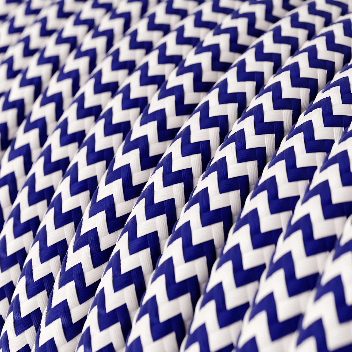 Textilkabel – Blau & Weiß Chevron RZ12 – UL-gelistet - Image 2