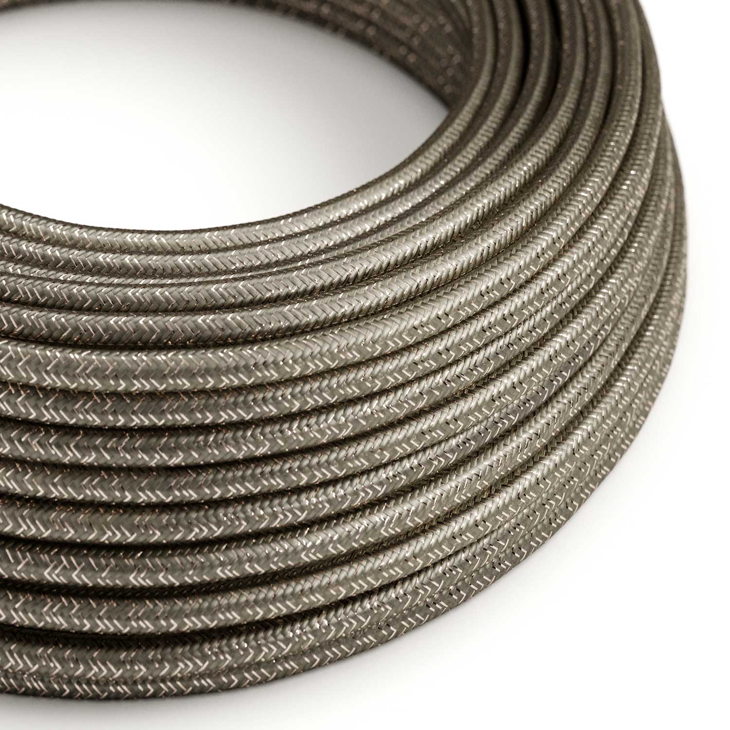 Mit Stoff umsponnenes Kabel – Grau Glitter RL03 – UL-Zertifiziert