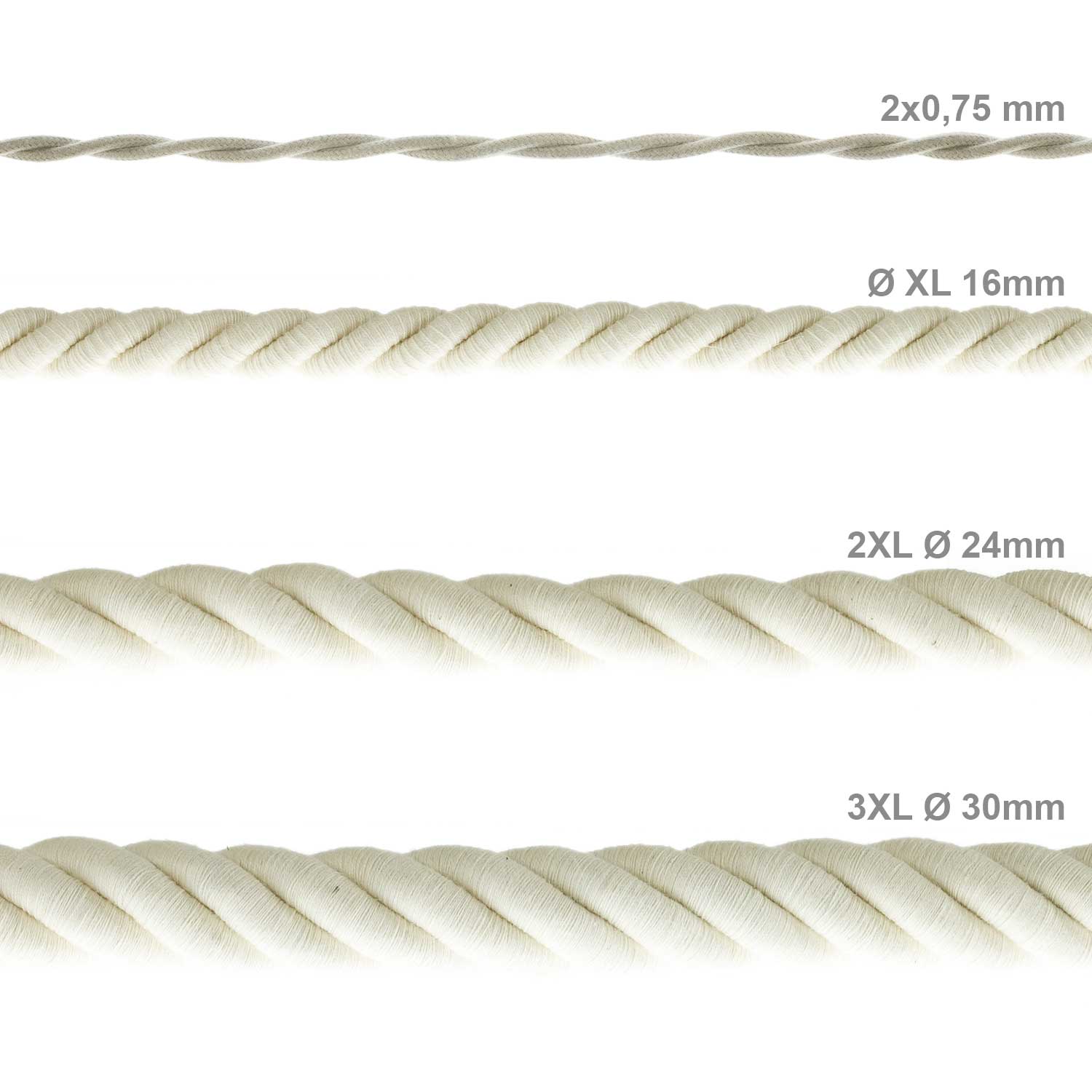 3x0,75 Stromkabel mit naturbelassener Baumwollummantelung - Image 4