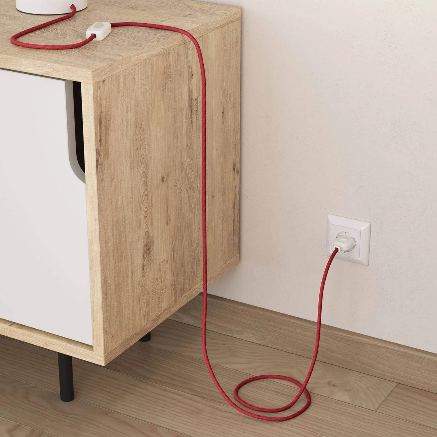 Cherry Red Jute-ummanteltes Stromkabel - Image 3