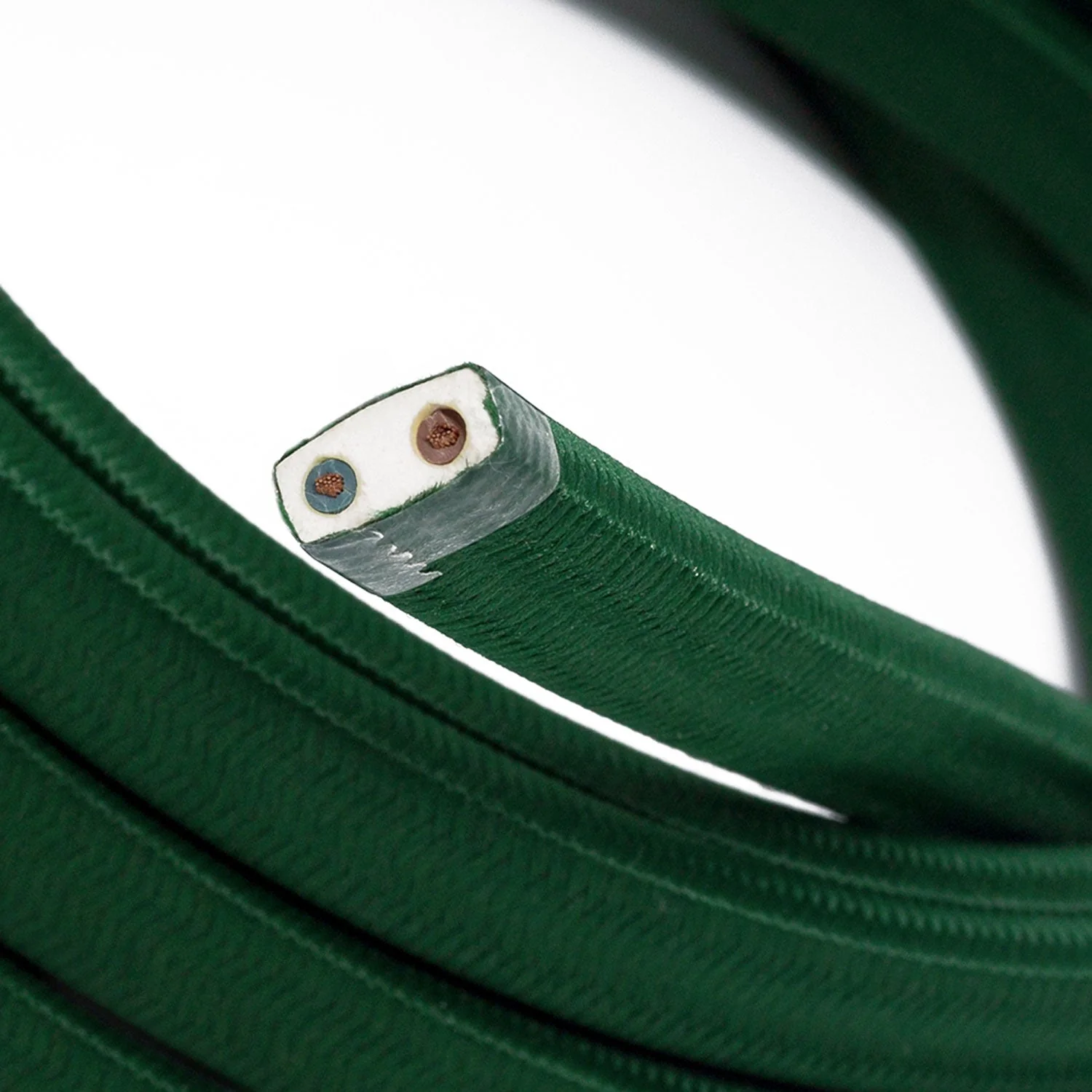 Stromkabel für Lichterketten, mit Rayon-Gewebe in Dunkelgrün ummantelt – CM21 - Image 2