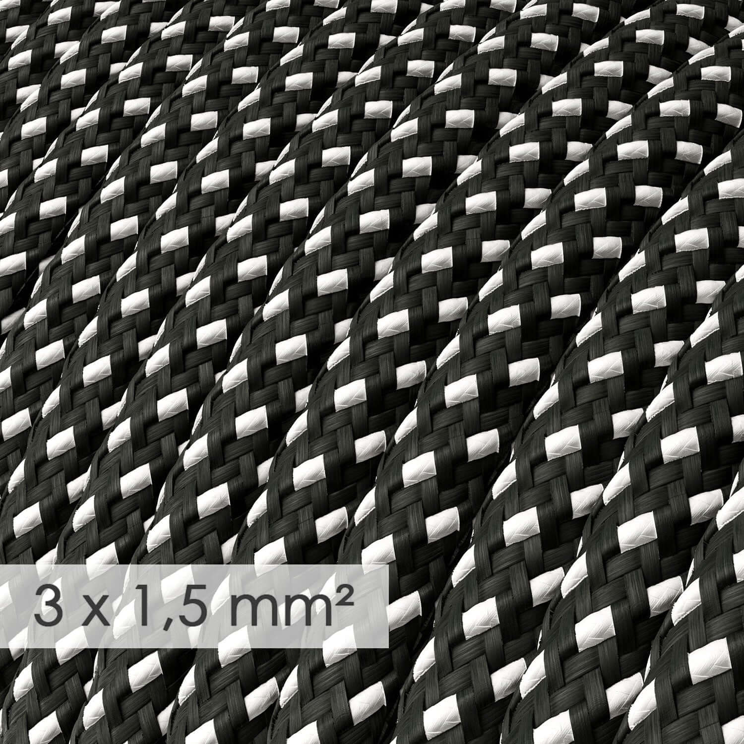 Rundkabel für Strom mit großem Querschnitt 3x1,50 – Stoffüberzug mit seidigem 3D-Sternenrelief RT41 - Image 2