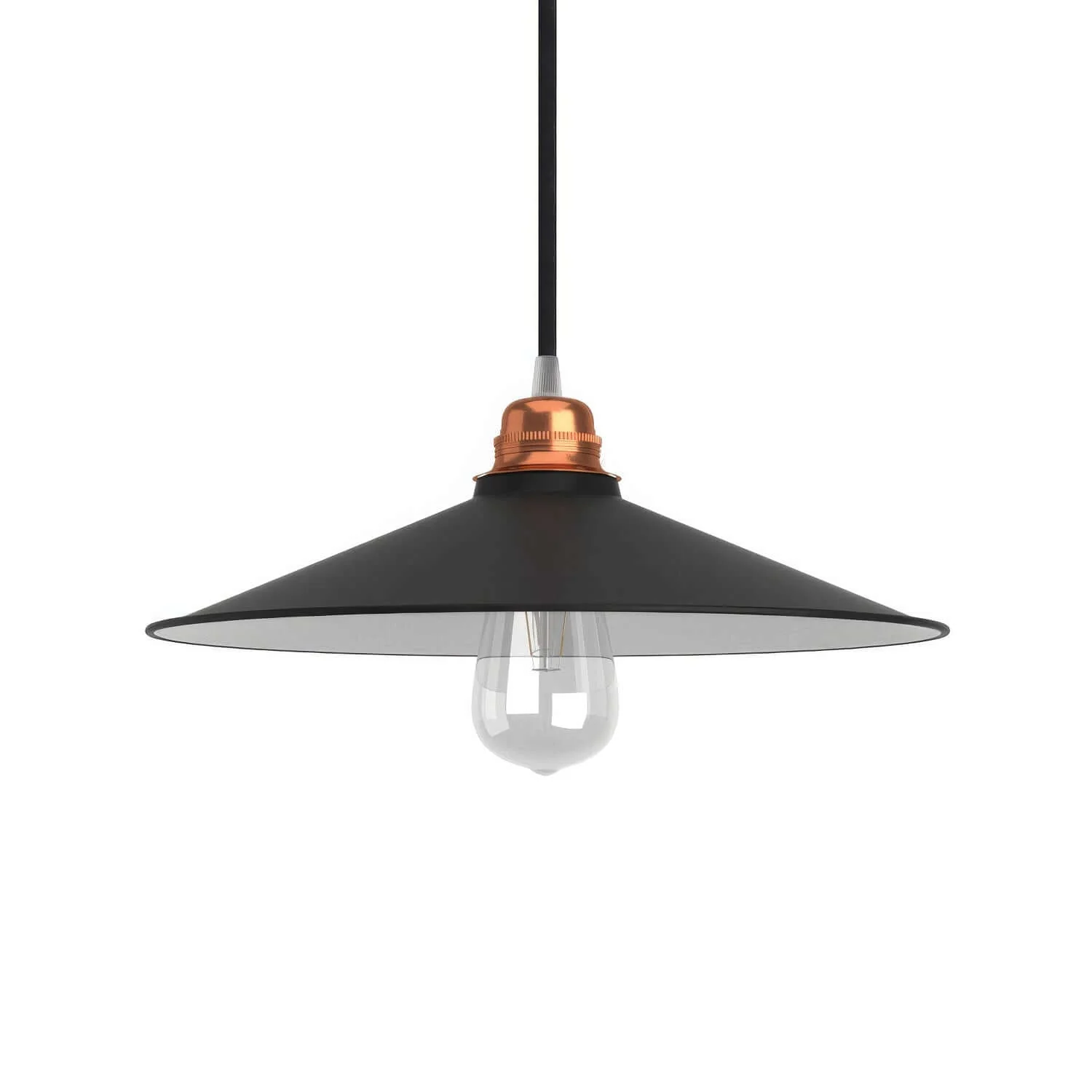 Lampenschirm Swing aus emailliertem Metall für Lampenfassungen E27 - Schwarz