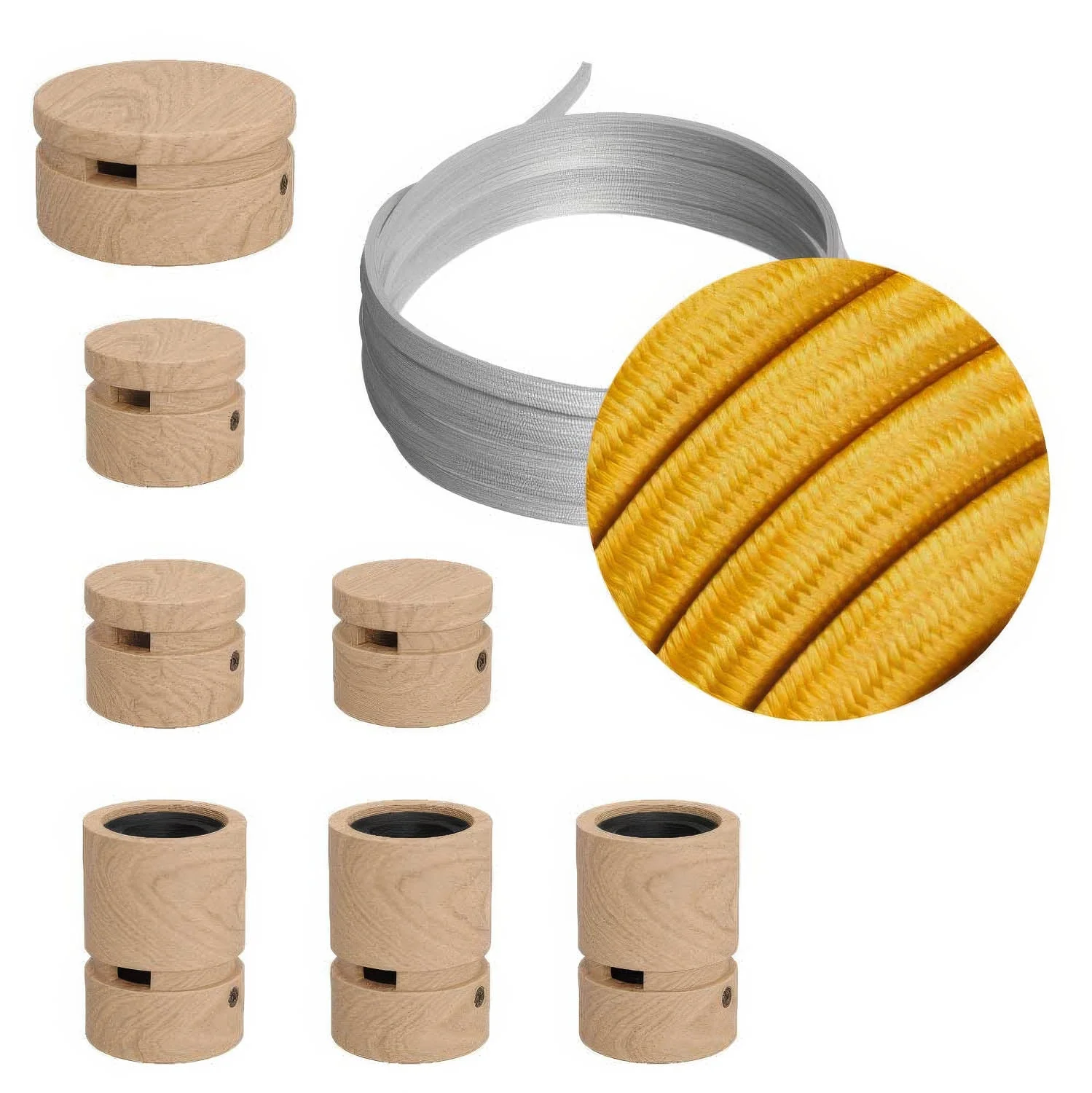 Filé System Linear Kit – mit 5 m langem CM05-Kabel für Kettenlichter und 7 Holzelementen für den Innenbereich