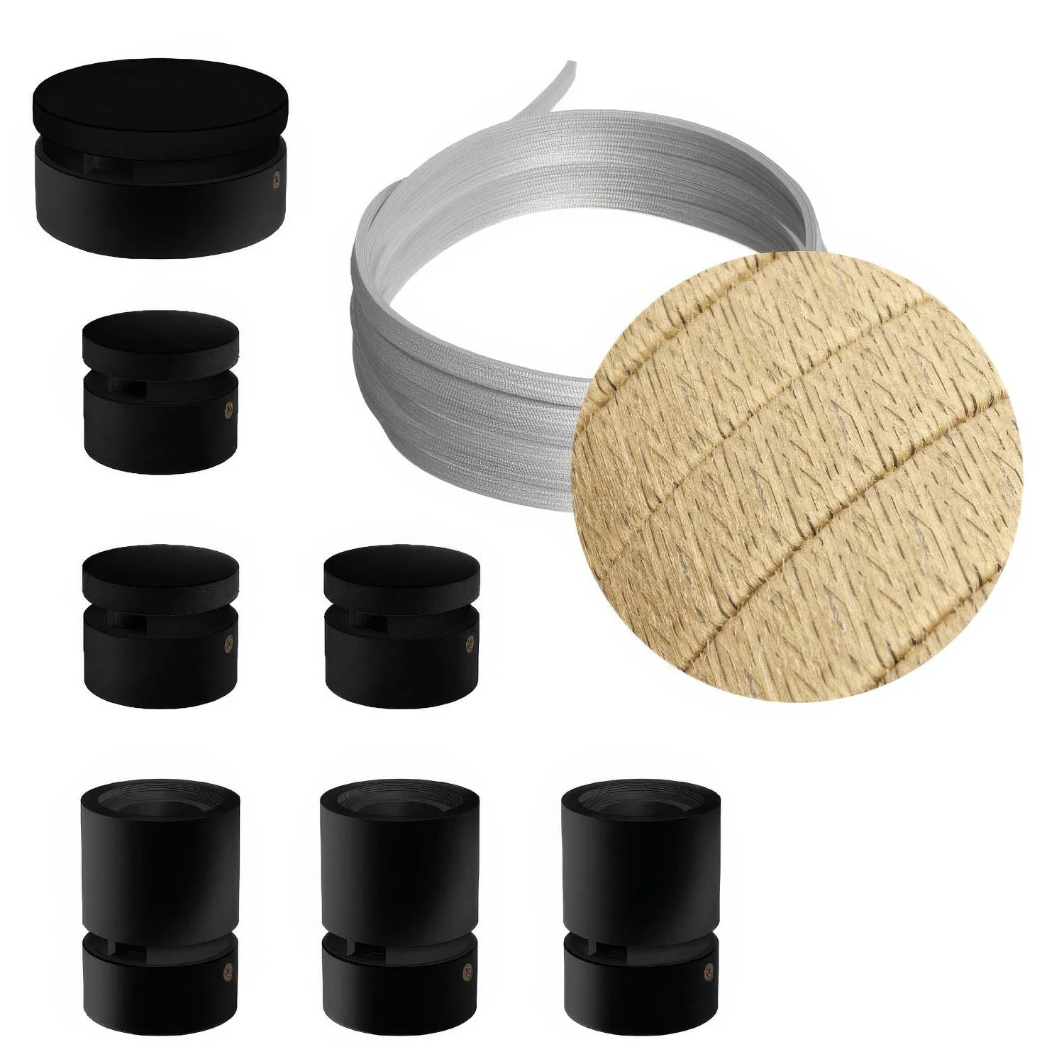 Filé Linear System Kit – mit CN06-Kabel (5 m) für Lichterkette und 7 schwarz lackierten Holzelementen für den Innenbereich