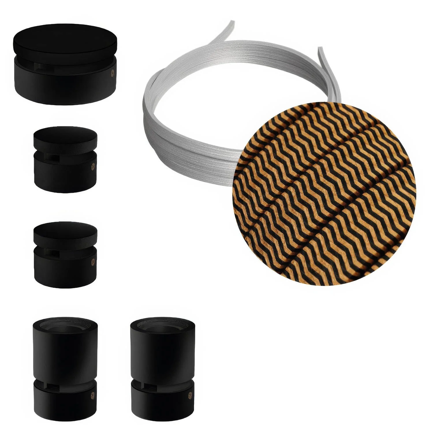 Filé Wiggle Kit-System – mit CZ22-Kabel, 3 m, für Lichterketten und 5 Komponenten aus schwarz lackiertem Holz für den Innenbereich
