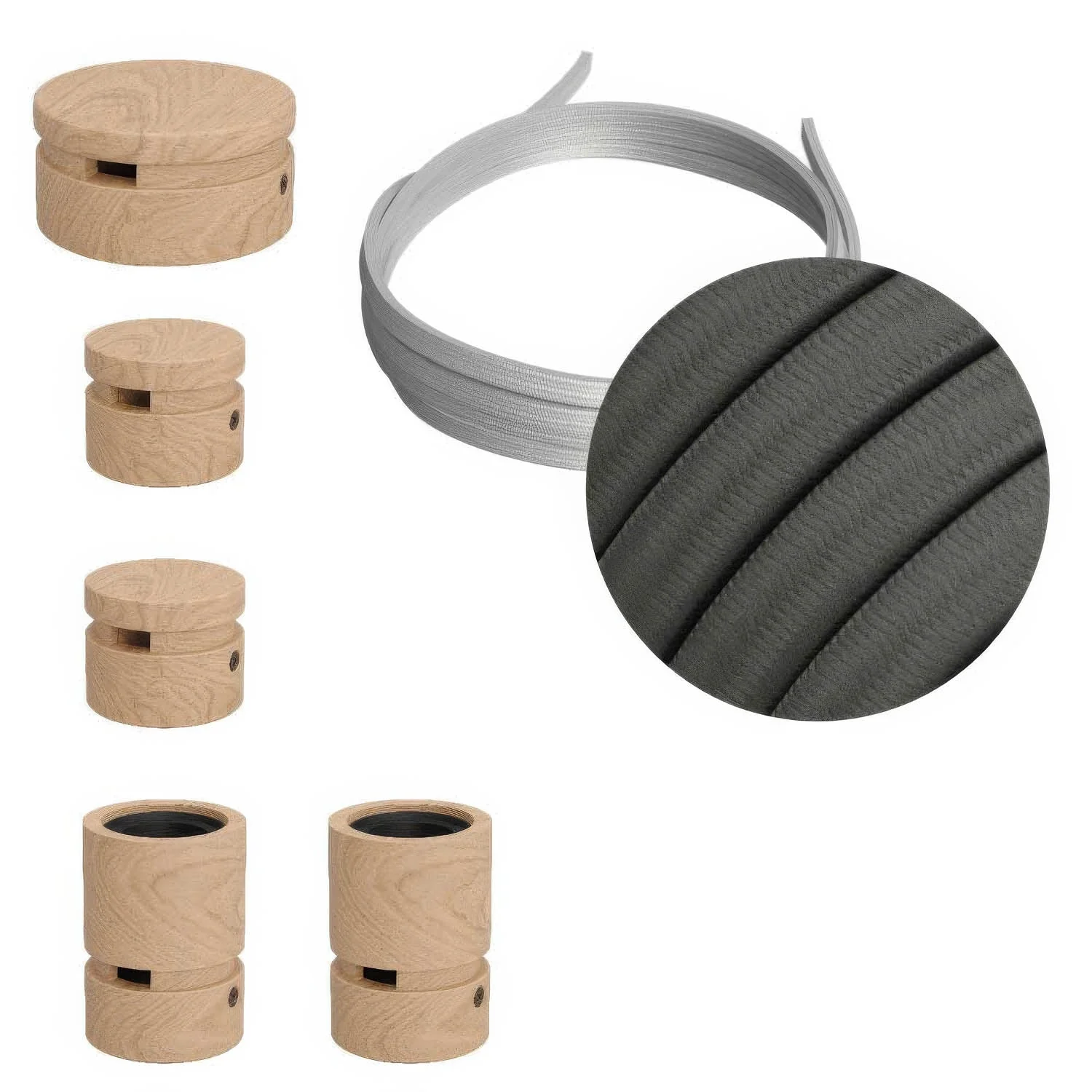 Filé Wiggle System Kit – mit 3 m Kabel CM03 für Lichterkette und 5 Holzelementen für Innenräume