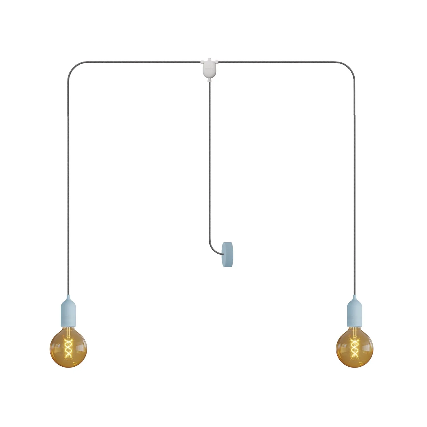 T-Snake EIVA Außenlampe für Feuchträume mit 2 Lichtern und Baldachin – Sanftes Blau