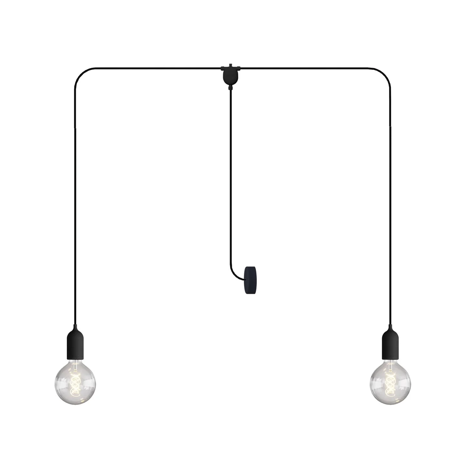 T-Snake EIVA Outdoor-Lampe für Feuchträume mit 2 Leuchtmitteln und Baldachin – Schwarz