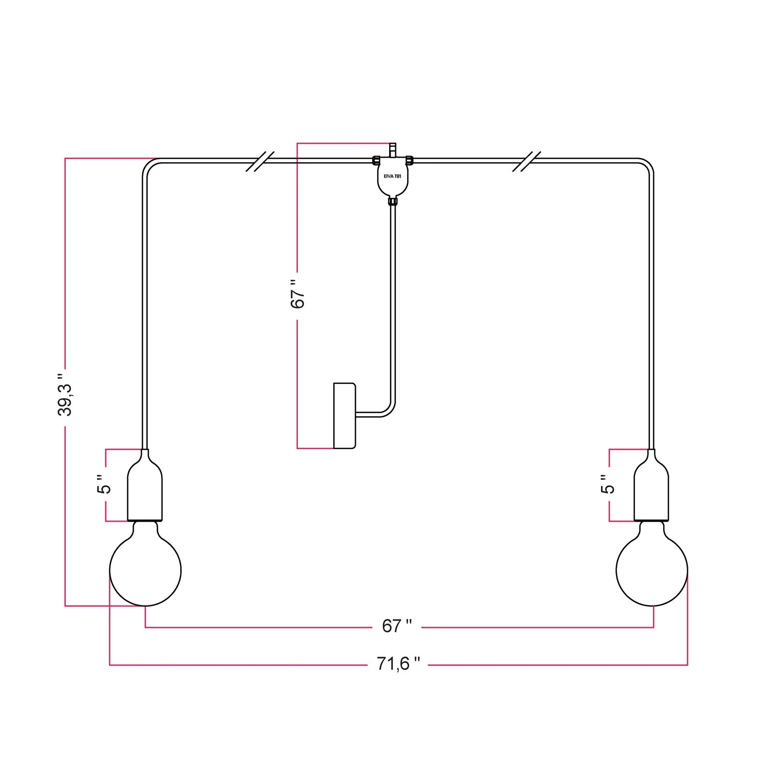 T-Snake EIVA Outdoor-Lampe für Feuchträume mit 2 Leuchtmitteln und Baldachin – Schwarz - Image 4