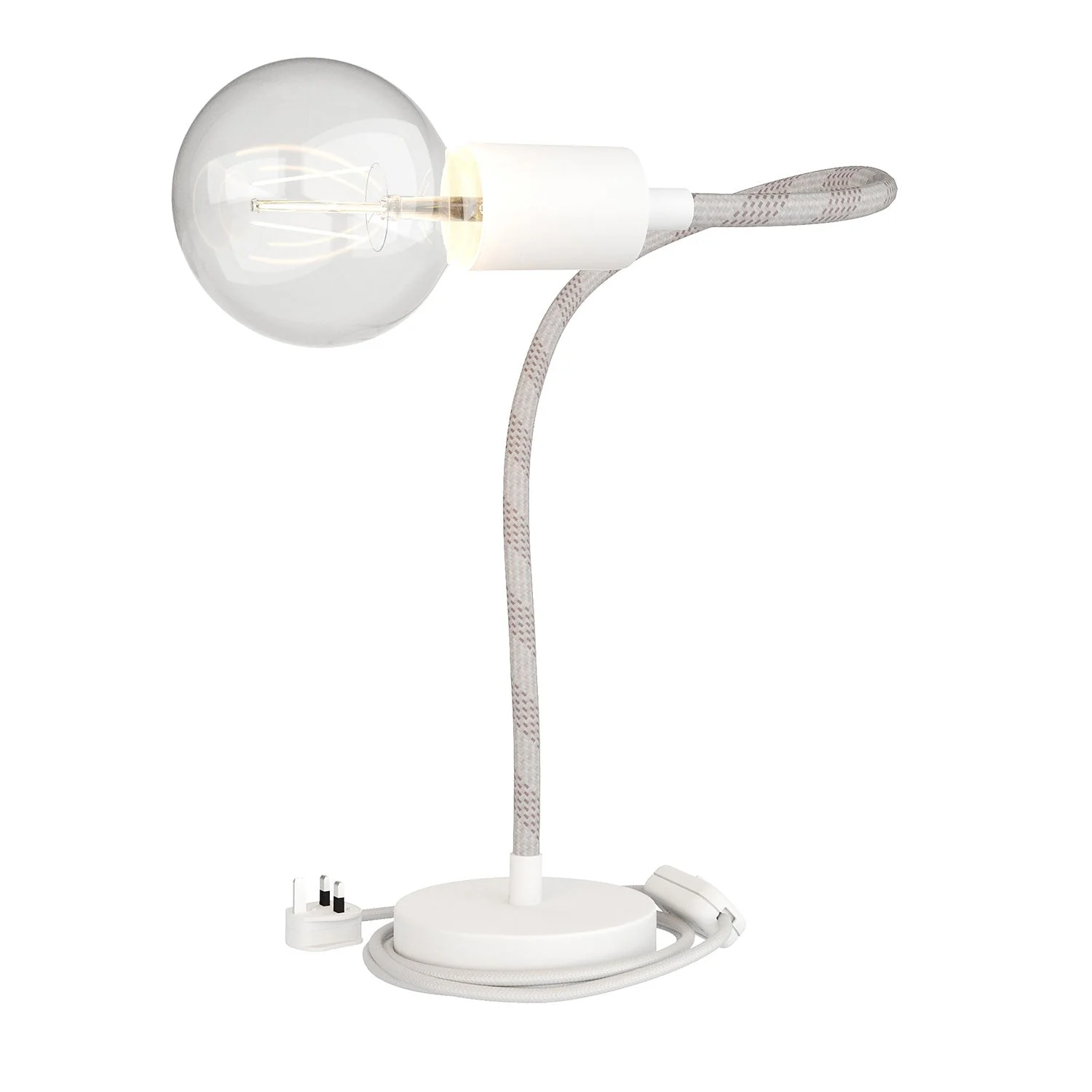 Table Flex flexible Tischleuchte mit diffusem Licht und UK-Stecker – Mattweiß