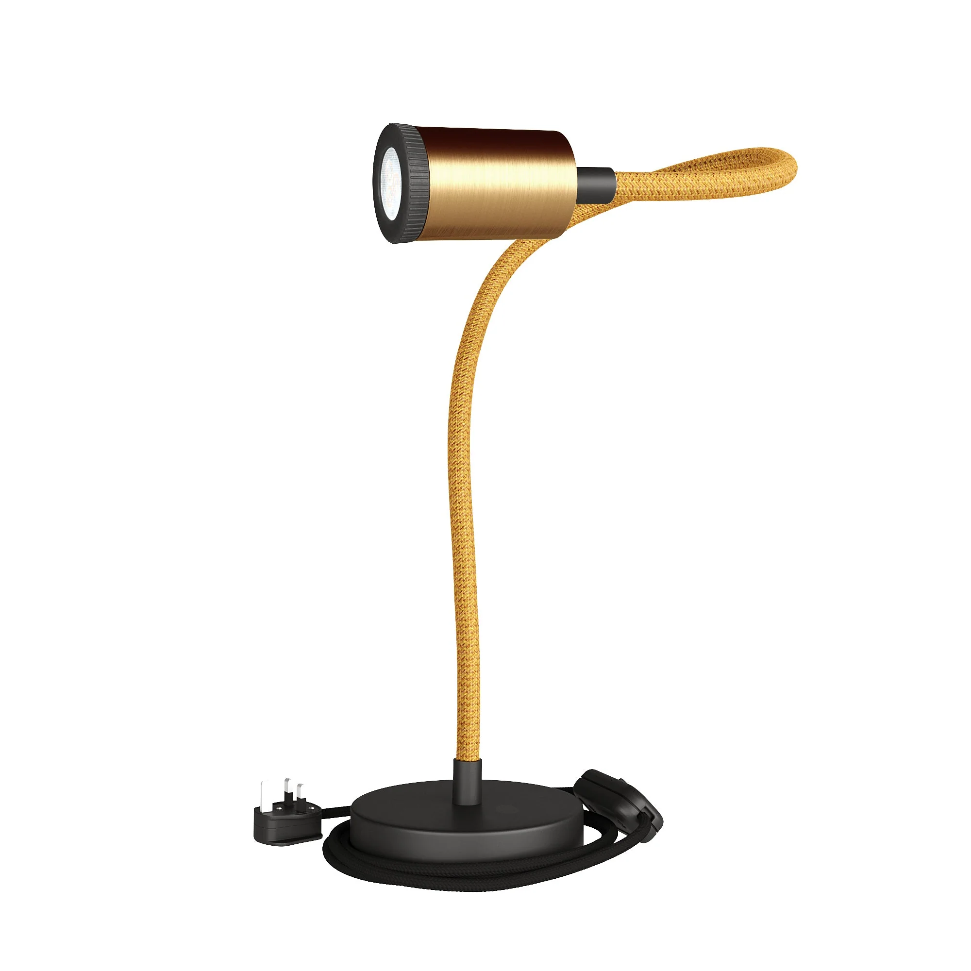 Table Flex GU1d0 flexible Tischleuchte mit Mini-LED-Spot und UK-Stecker – Satiniertes Bronze