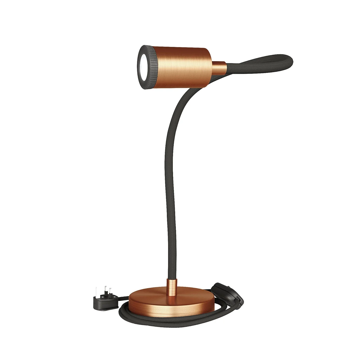 Table Flex GU1d0 schwenkbare Tischlampe mit Mini LED-Spots und UK-Stecker – Satiniertes Kupfer