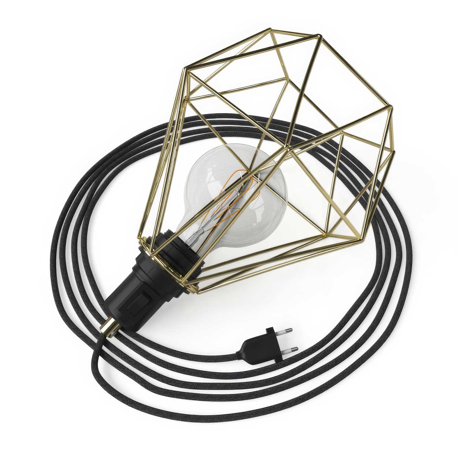 Table Snake – Stehlampe mit Diamond-Korb-Lampenschirm – Messing