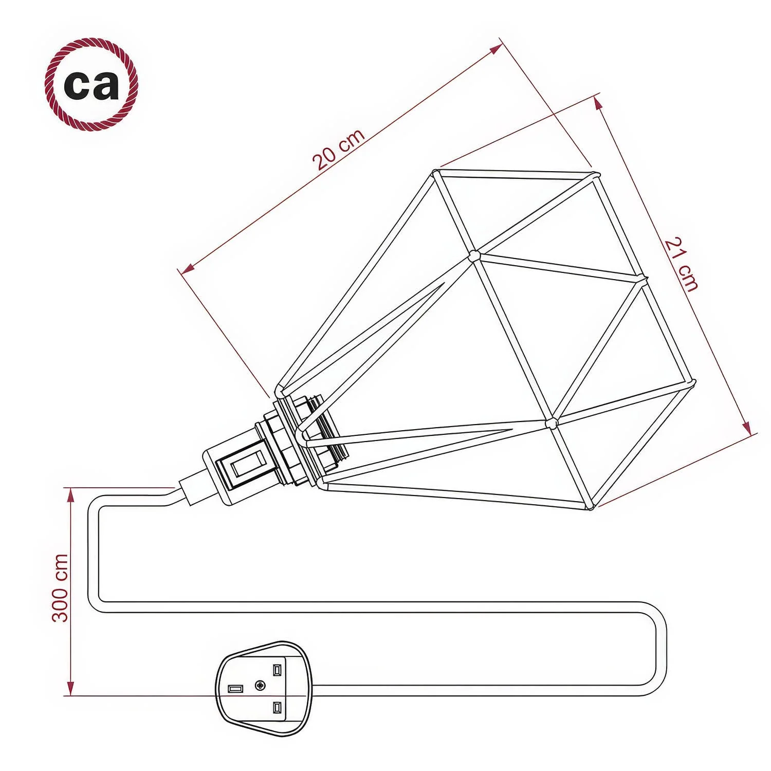 Table Snake – Plug-in-Lampe mit UK-Stecker und Diamond-Gitterschein – Kupfer - Image 4