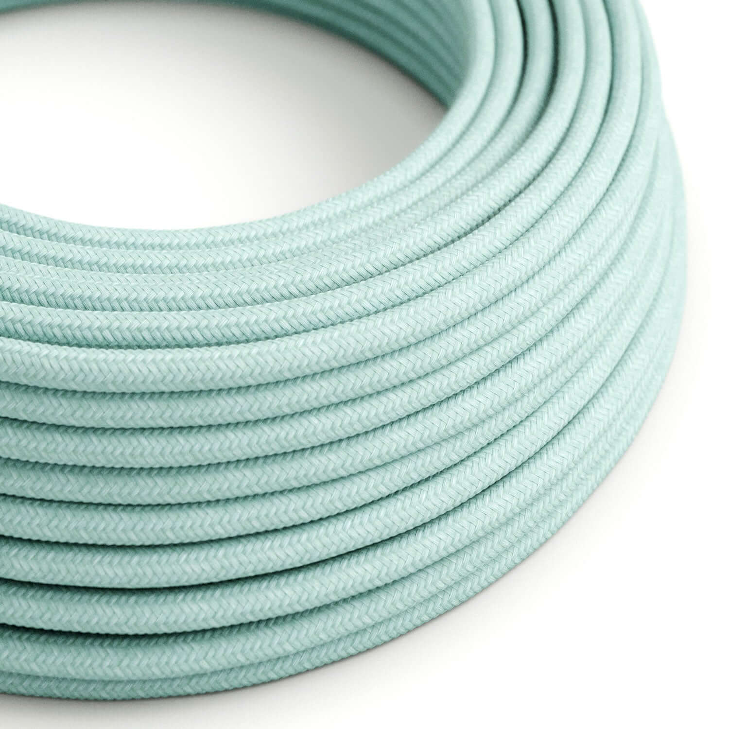 Textilkabel aus Baumwolle in Celadon Grün – Das Original Creative Cables, für exklusive Lampen – RC18