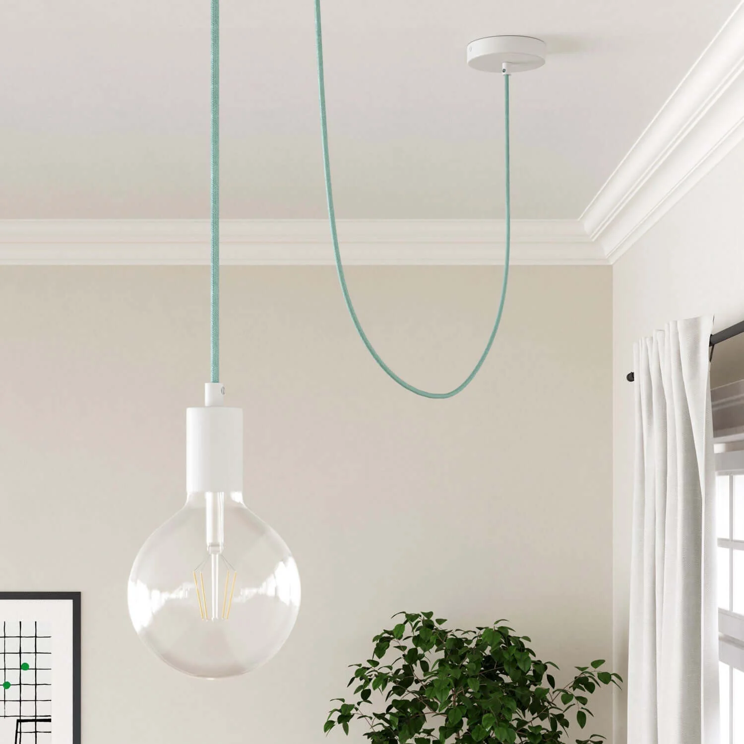 Textilkabel aus Baumwolle in Celadon Grün – Das Original Creative Cables, für exklusive Lampen – RC18 - Image 4