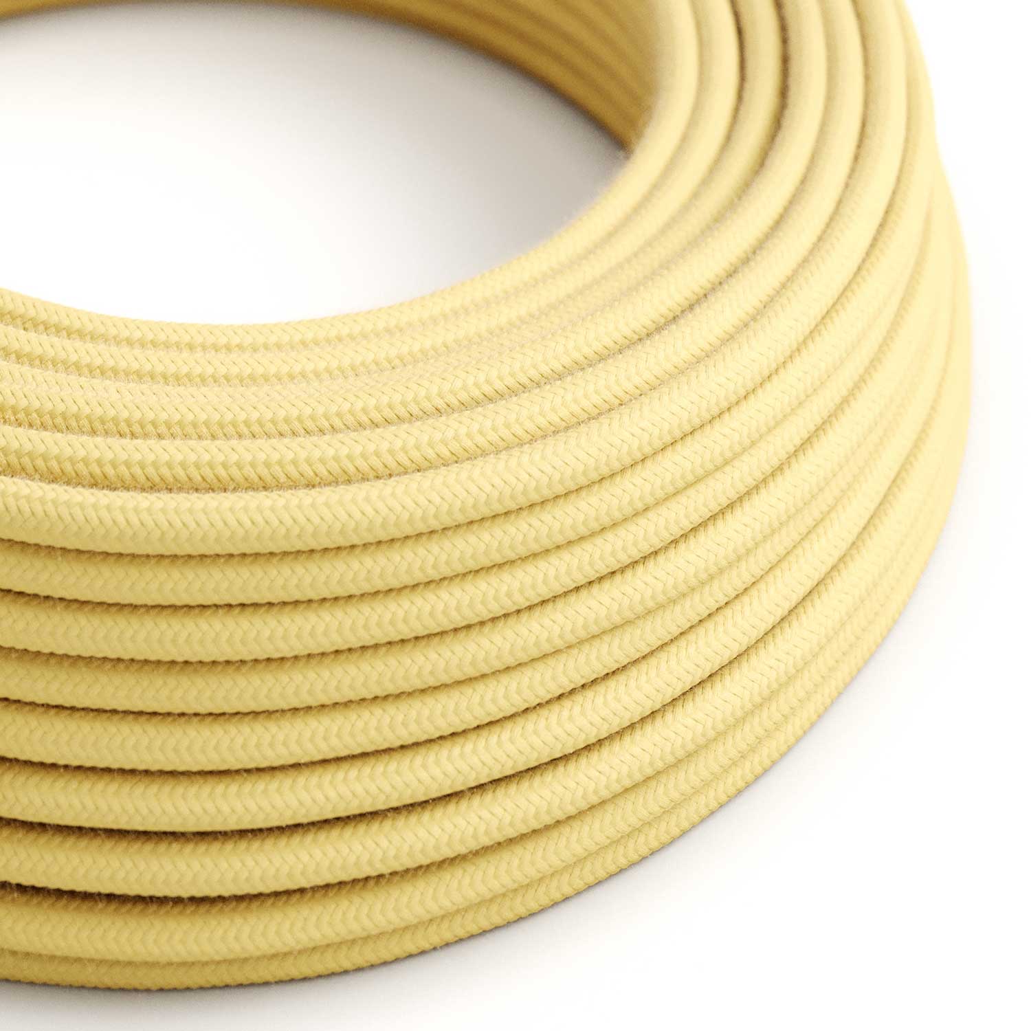 Stoffummanteltes Kabel – Hellgelb Baumwolle RC10 – UL-zertifiziert