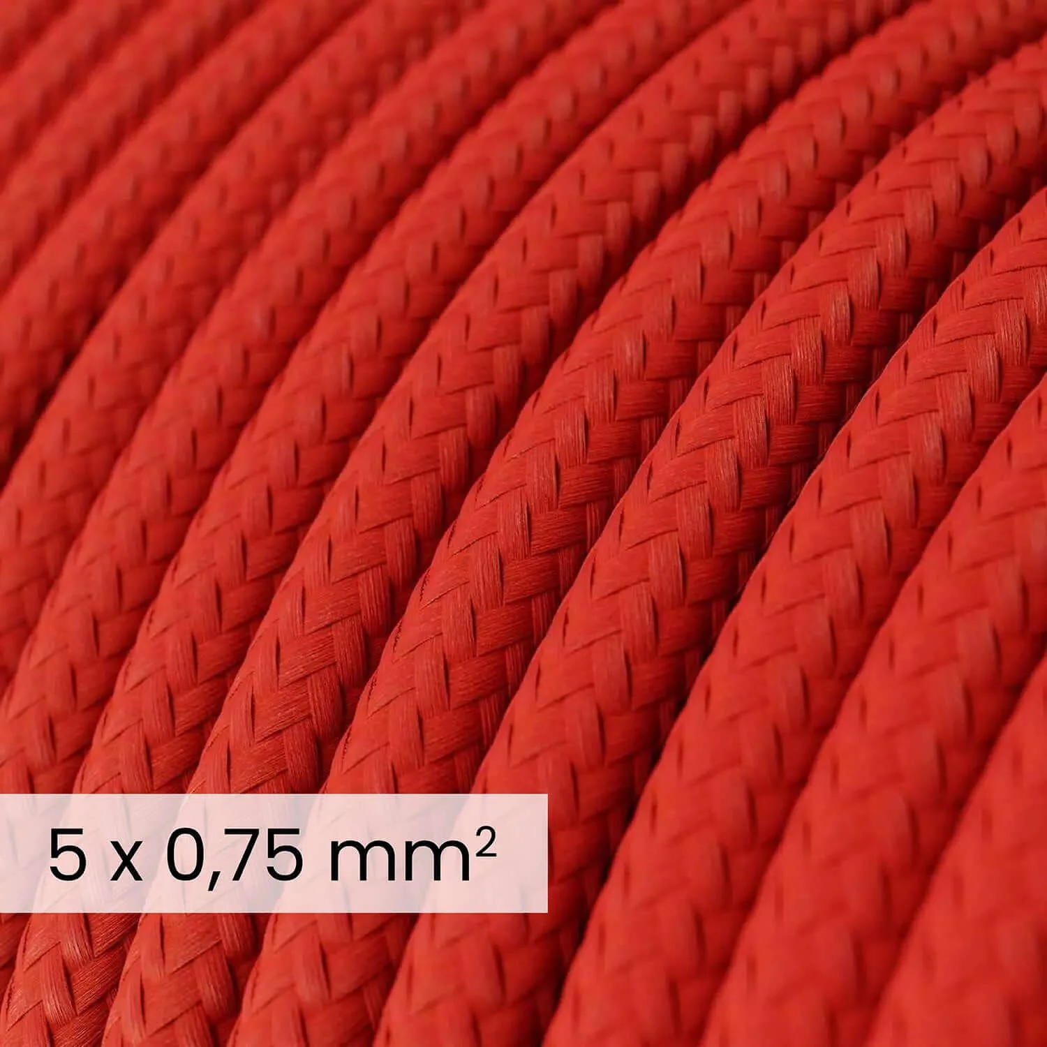 DALI-Stoff-Elektrokabel 5x0,75 mm² Feuerrot – Flexibles Kabel für Beleuchtungs- und Smart-Home-Systeme RM09 - Image 2