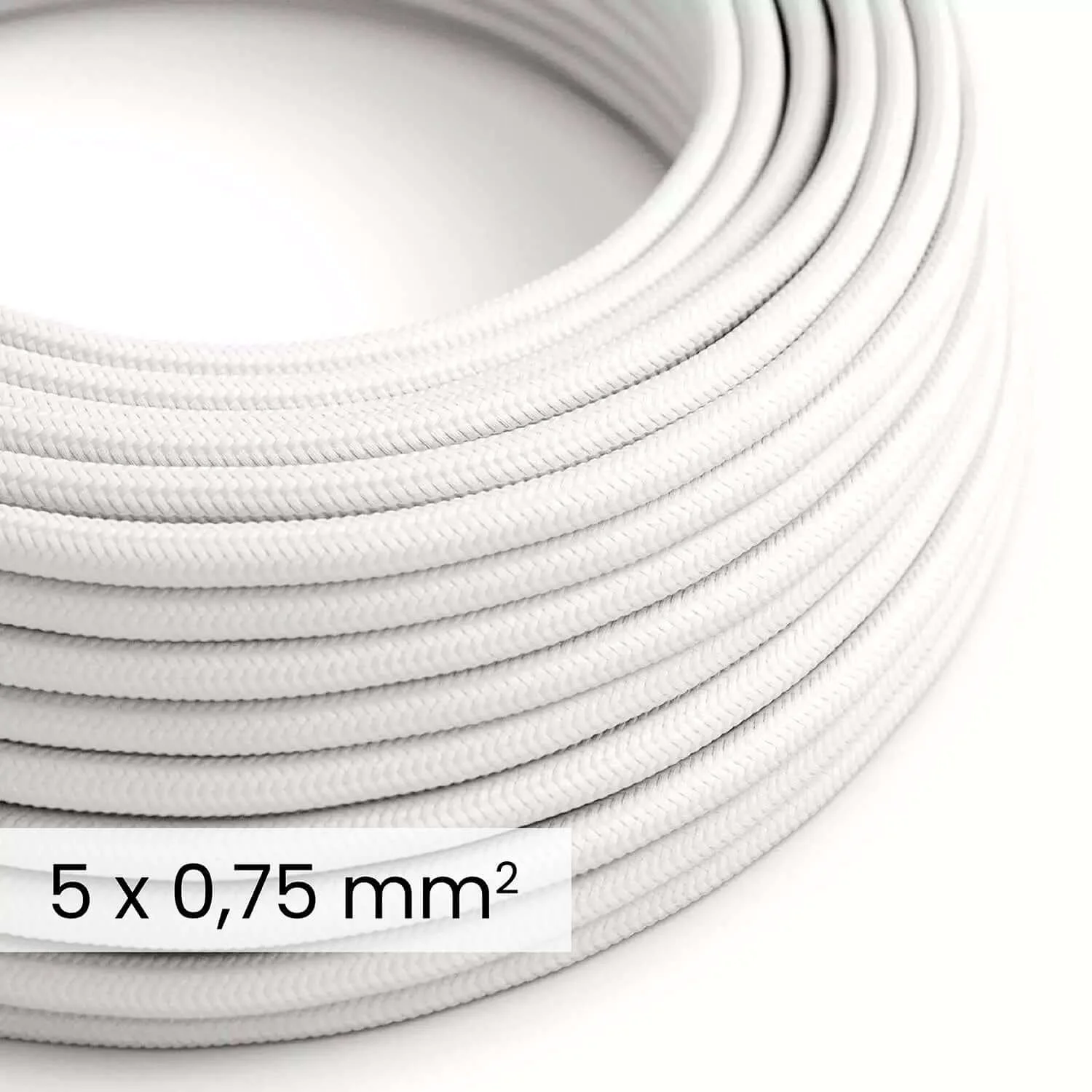 DALI 5x0.75 mm² weißes Textilkabel – Stoffummantelter Leiter für Lampen und Anlagen RM01