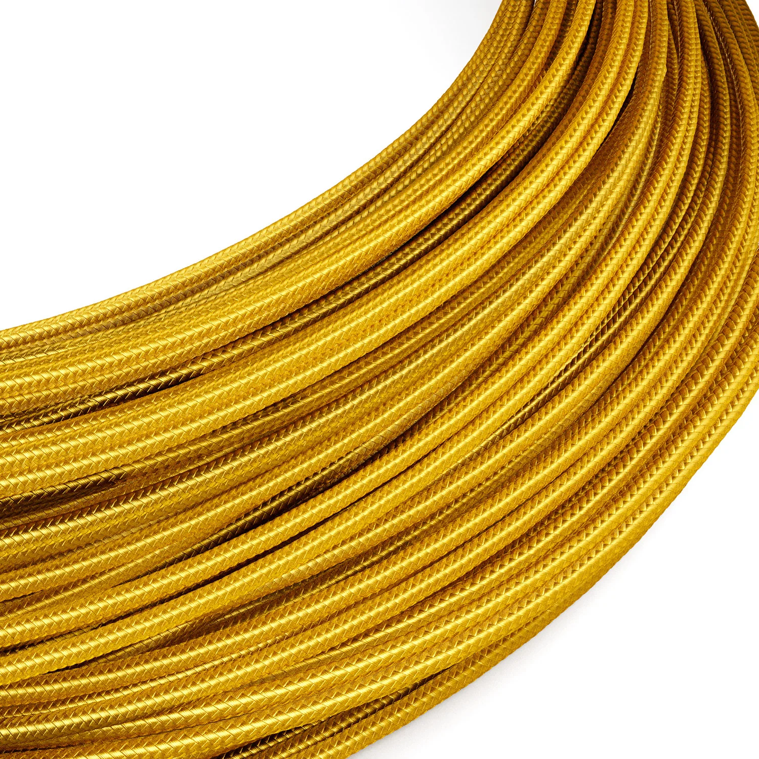 Extra-Low-Voltage-Textilkabel mit Stoffummantelung in Seidenoptik Gold RM05