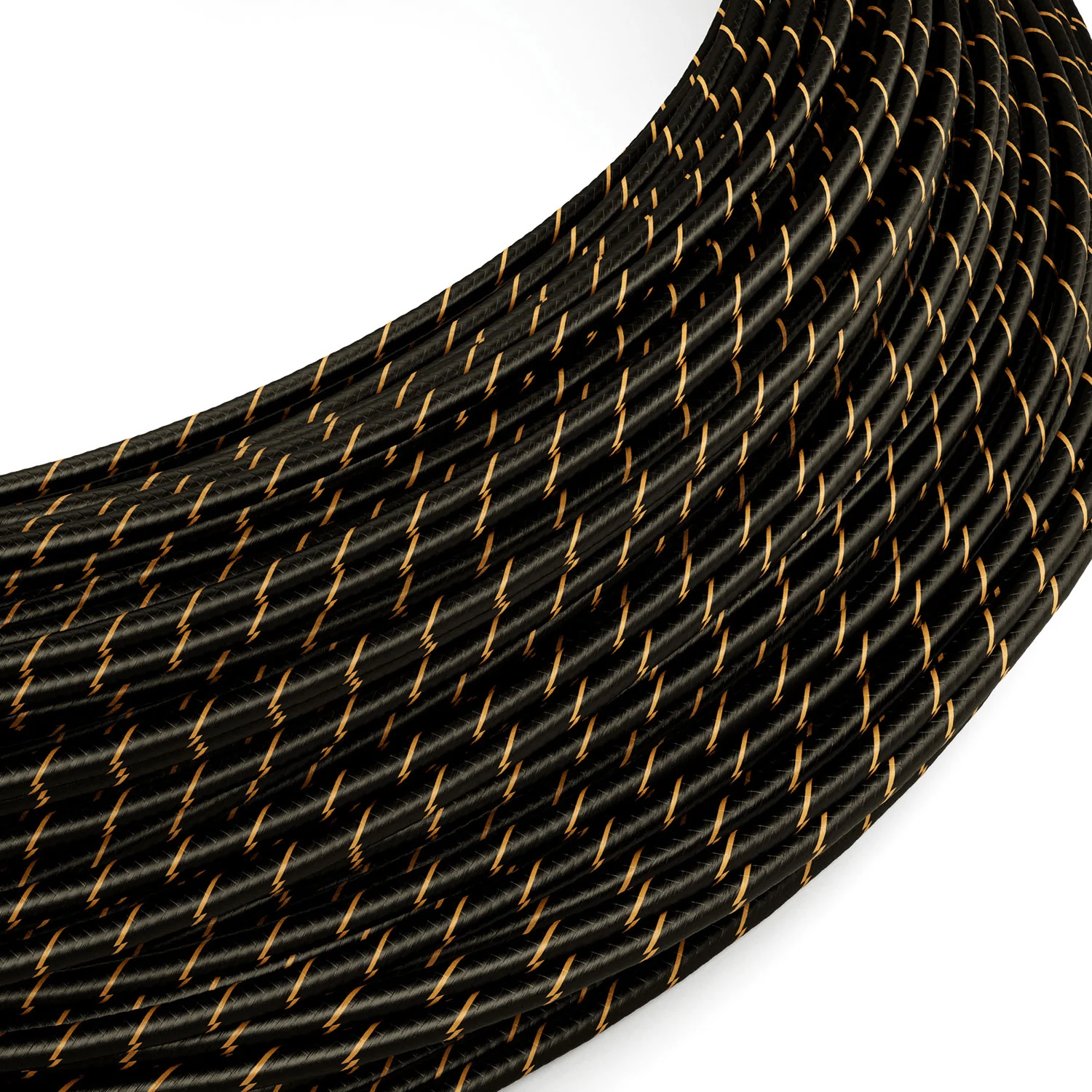 Extra-Low-Voltage-Textilkabel mit Stoffummantelung in Schwarz und Gold Vertigo ERM42