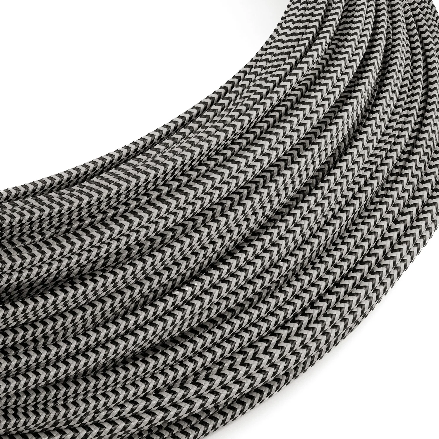 Extra-Low-Voltage-Textilkabel mit Stoffummantelung Zig Zag Weiß Schwarz RZ04