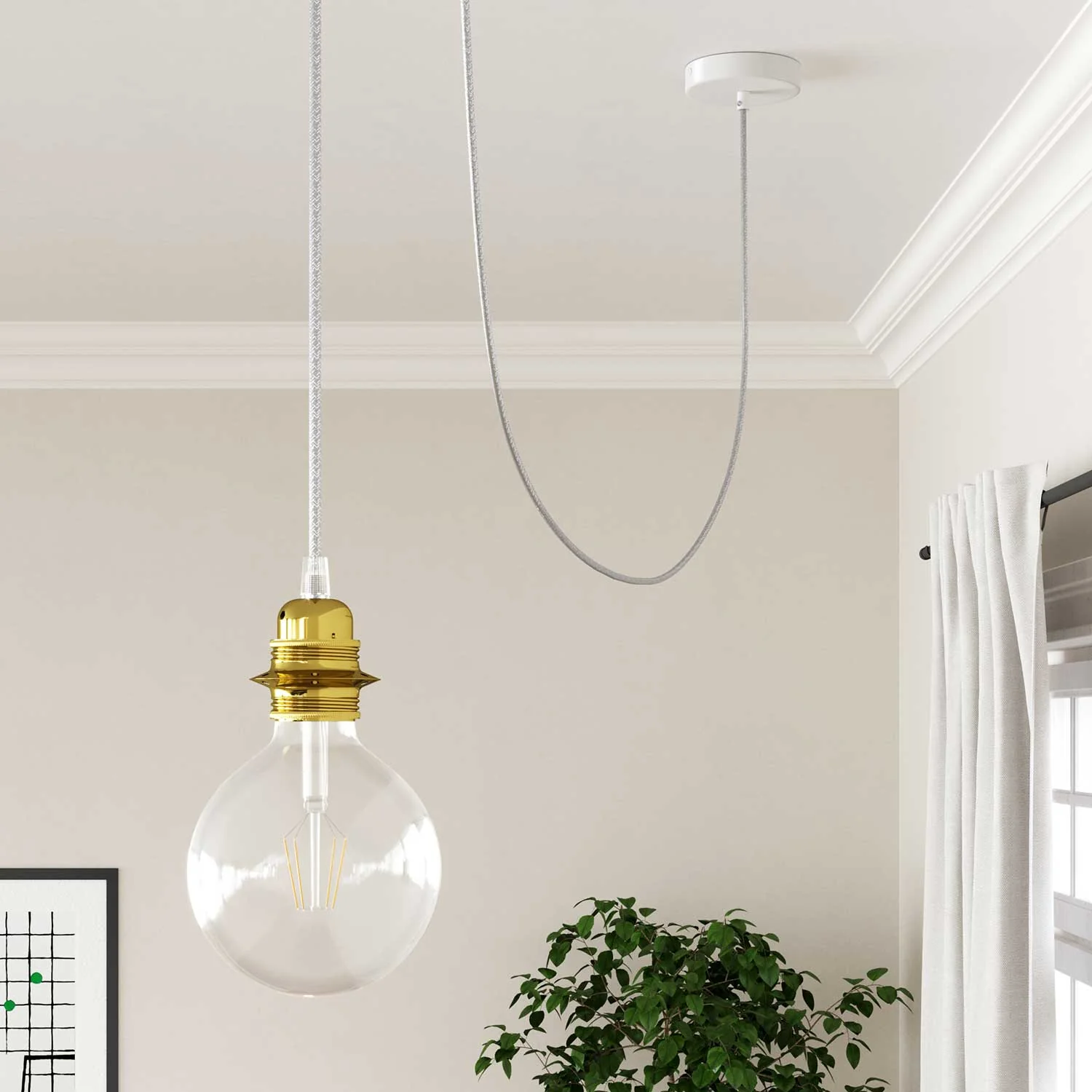 Glänzendes und glitzerndes silbernes Textilkabel – Das Original von Creative Cables, für Lampen und sichtbare Designleitungen – RL02 - Image 4