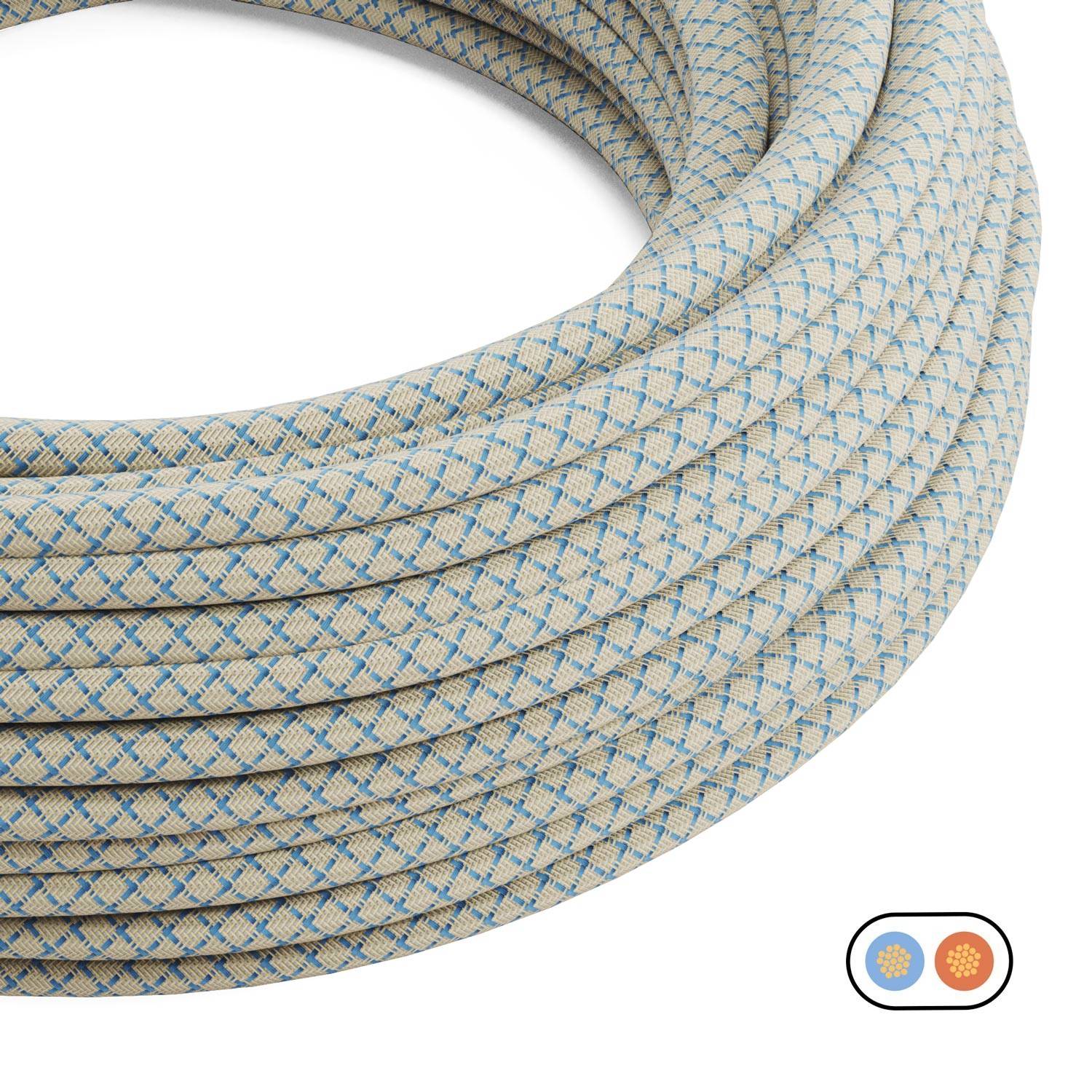 Flaches Textilkabel Blau Steward und Beige Losanga - PD65 - Image 2