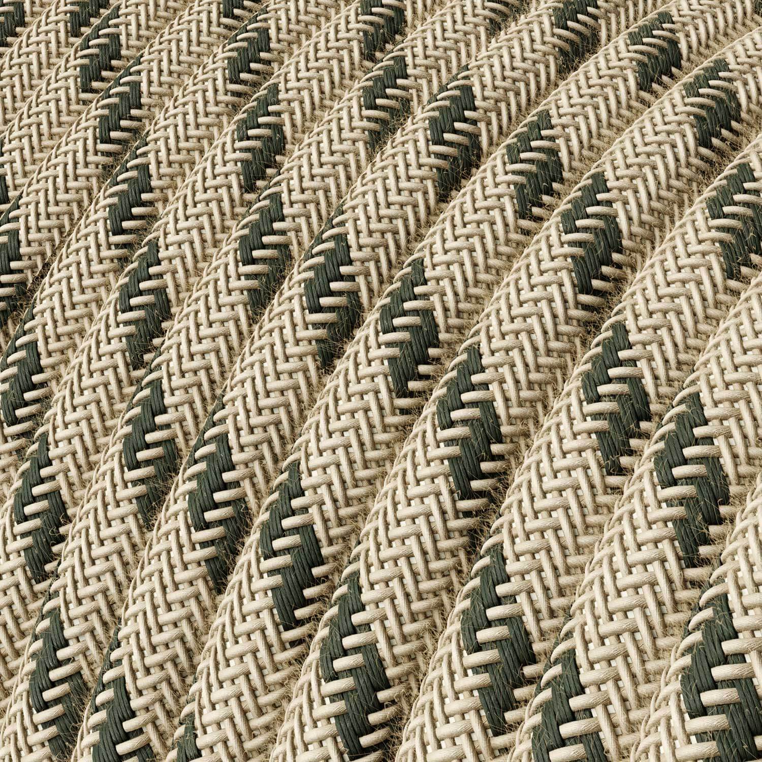 Textilkabel für Beleuchtung in Anthrazitgrau und Beige Streifen – Das Original von Creative Cables, für kreative Lampen – RD54 - Image 2