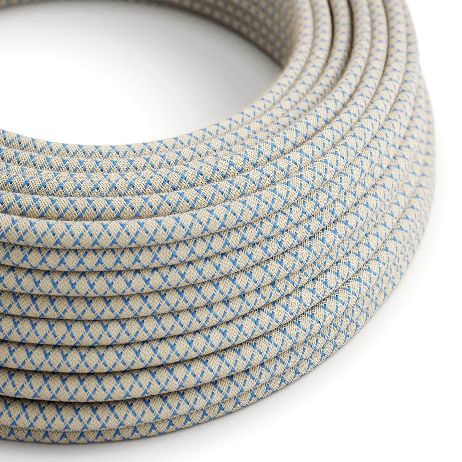 Textilkabel zur Beleuchtung, Blau Steward und Beige Losanga – Das Original Creative Cables, hauche deinen Leuchten Leben ein – RD65