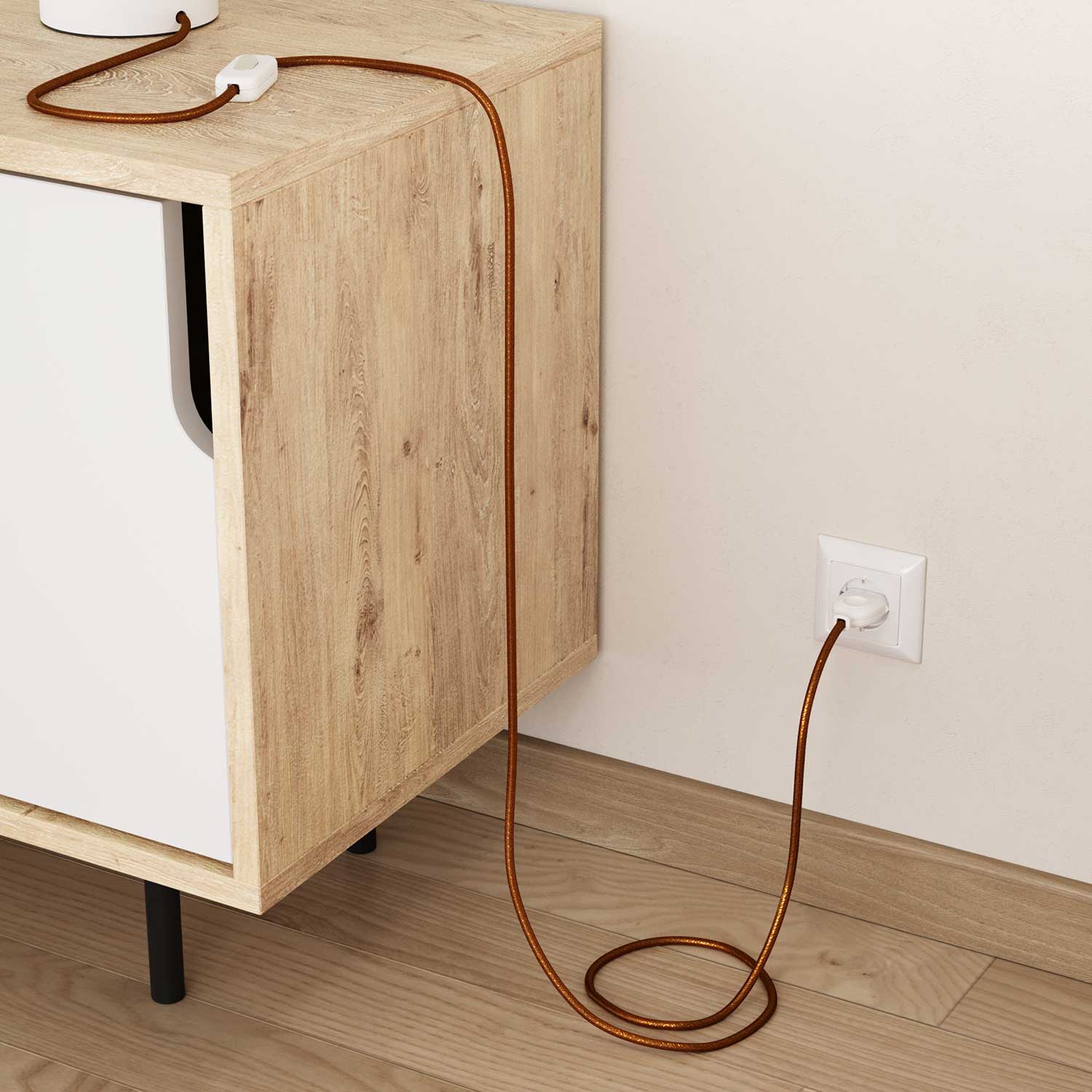 Textilkabel für Beleuchtung Kupfer glänzend mit Glitzereffekt – Das Original von Creative Cables, ideal für kreative Leuchten – RL22 - Image 3
