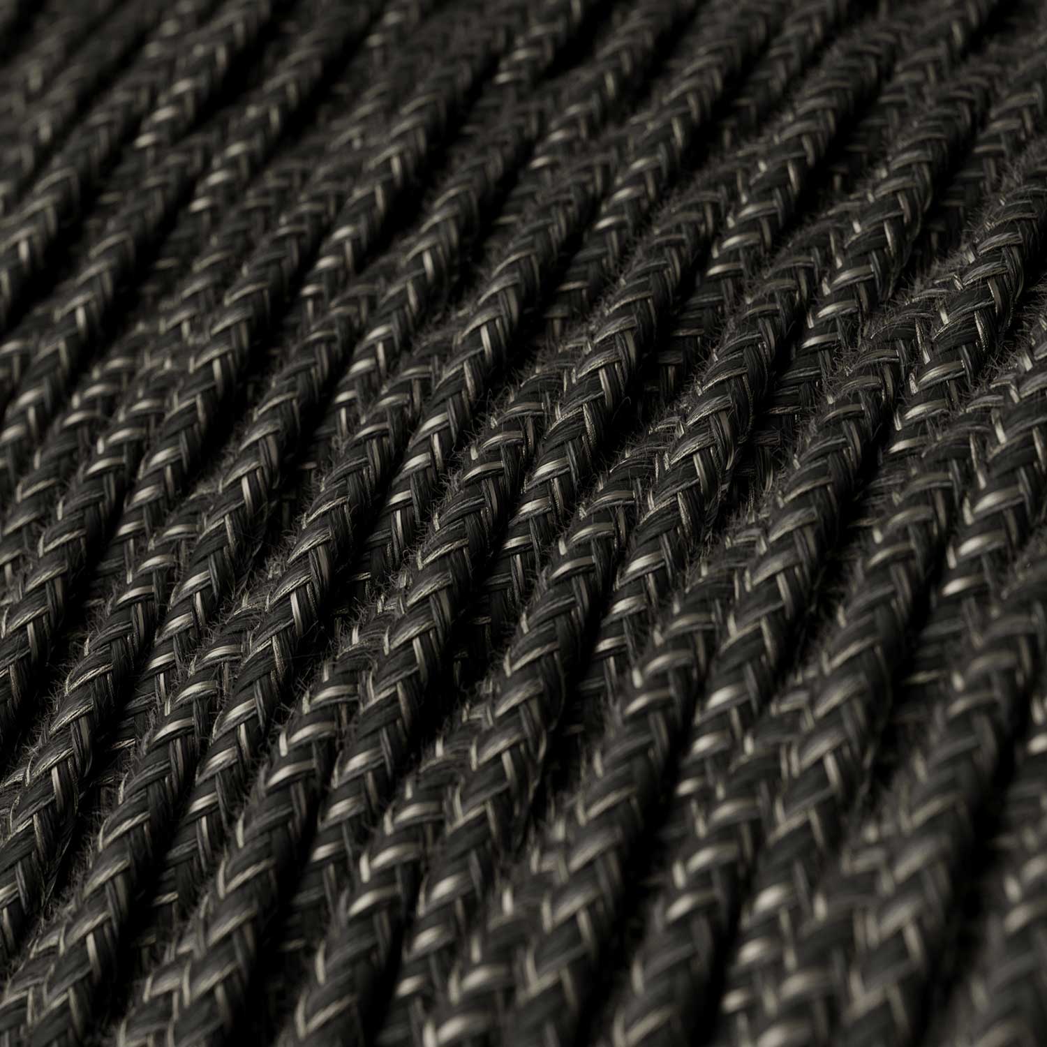 Geflochtenes Textilkabel aus Leinen Anthrazitgrau Melange - Das Original von Creative Cables, für originelle Lampen - TN03 - Image 2