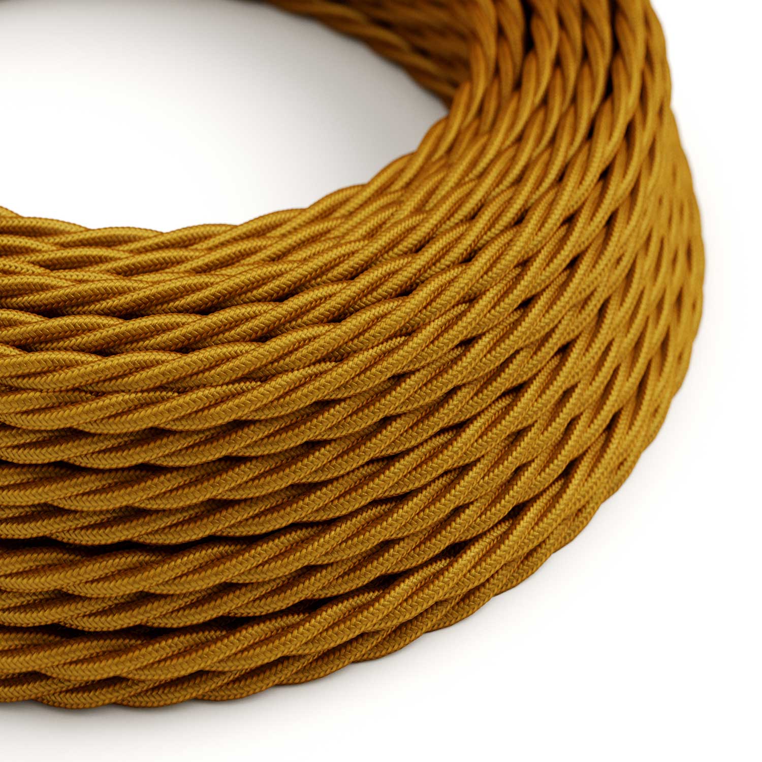 Textilkabel glänzendes Gold – Das Original Creative-Cables – TM05 geflochten 2x0,75mm / 3x0,75mm