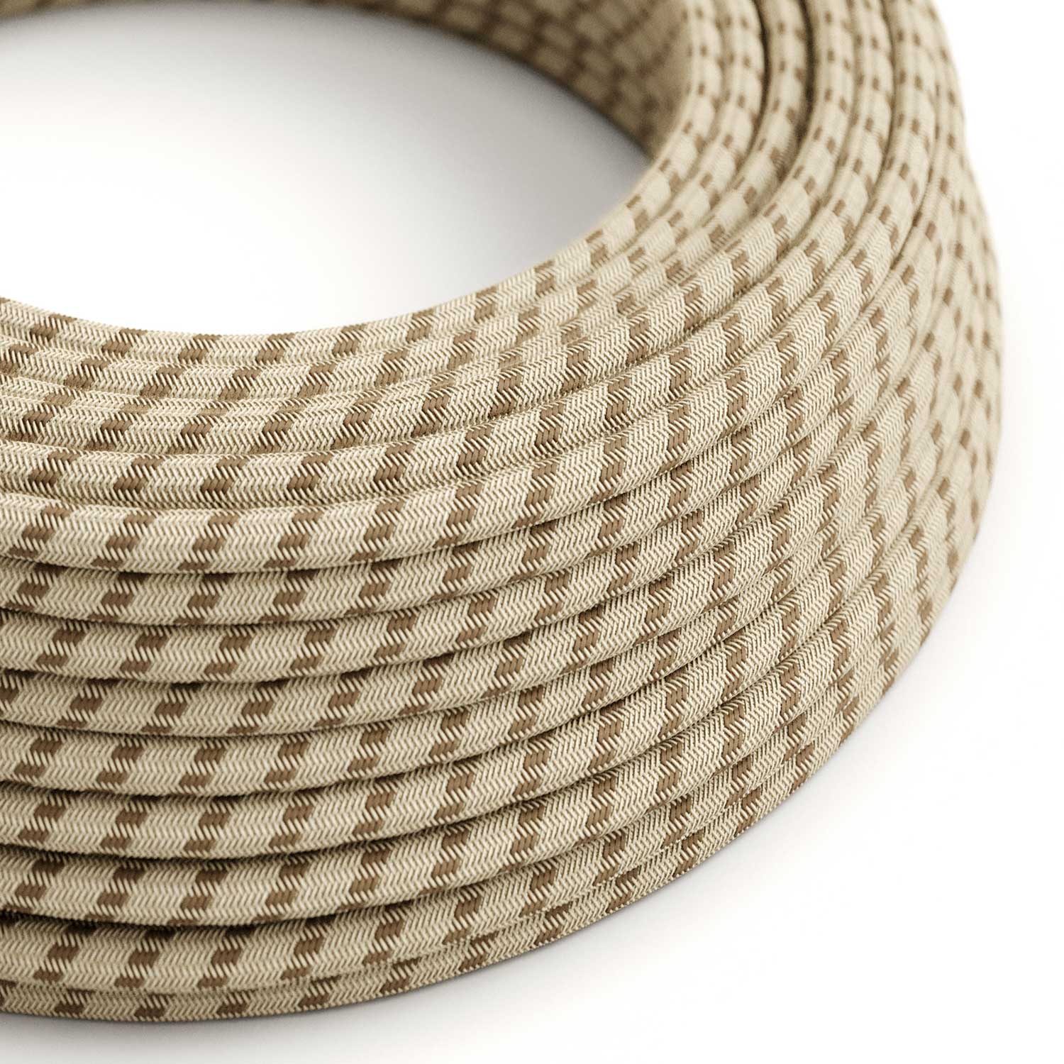 Textilkabel Corteccia und Beige Stripes - Das Original von Creative Cables, ideal für DIY-Lampen - RD53