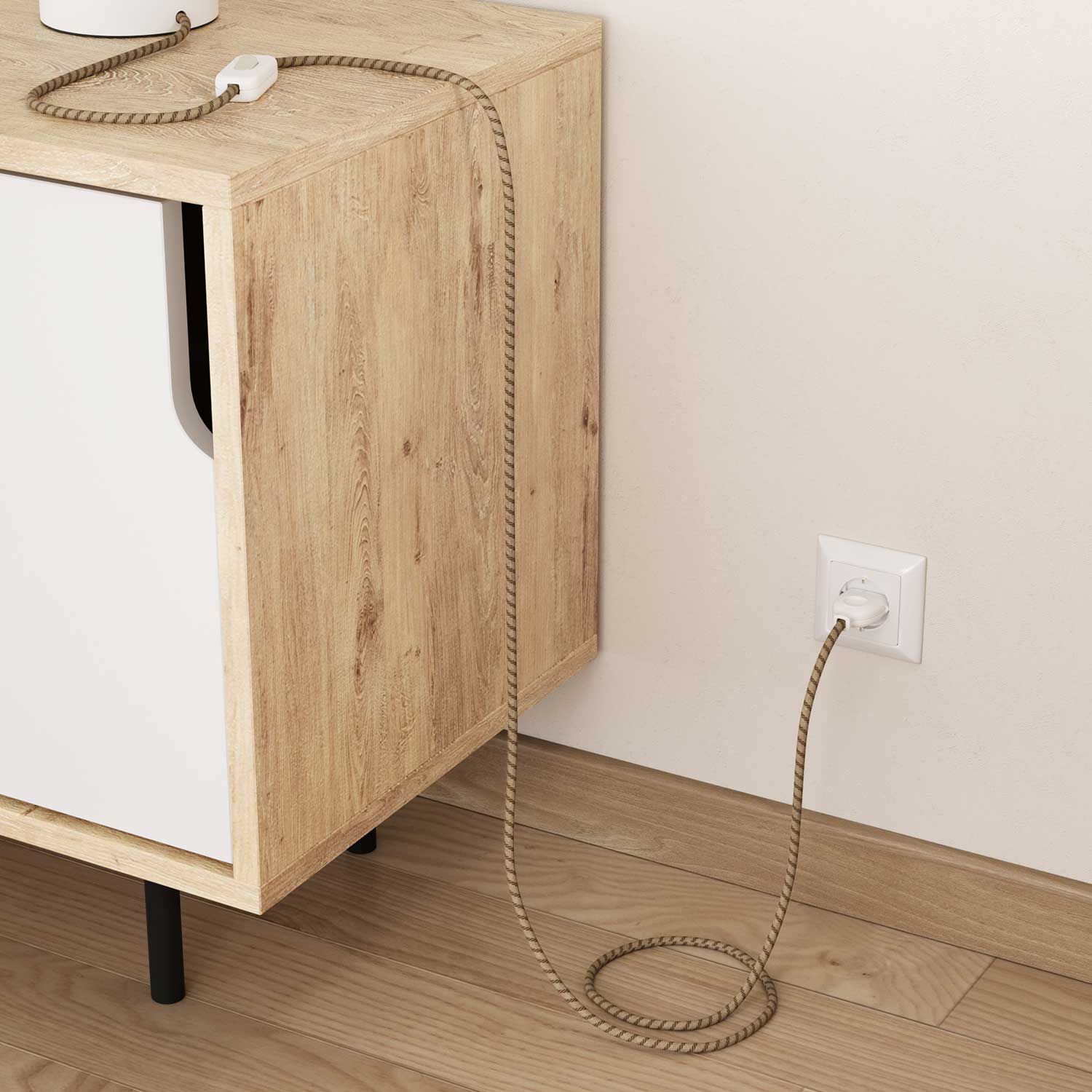 Textilkabel Corteccia und Beige Stripes - Das Original von Creative Cables, ideal für DIY-Lampen - RD53 - Image 3