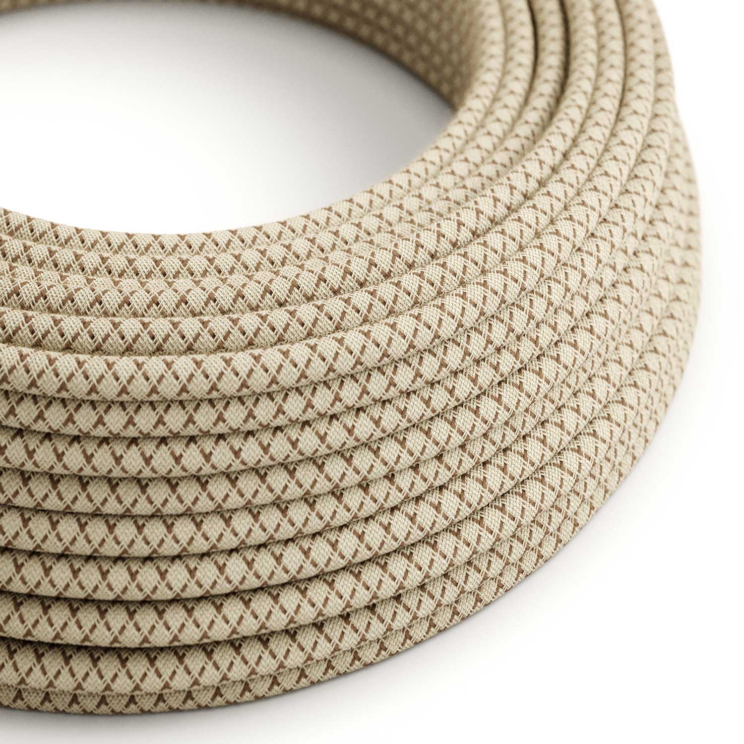 Textilkabel Rinde und Beige Losanga – Das Original Creative Cables, die beste Wahl für deine Lampen – RD63