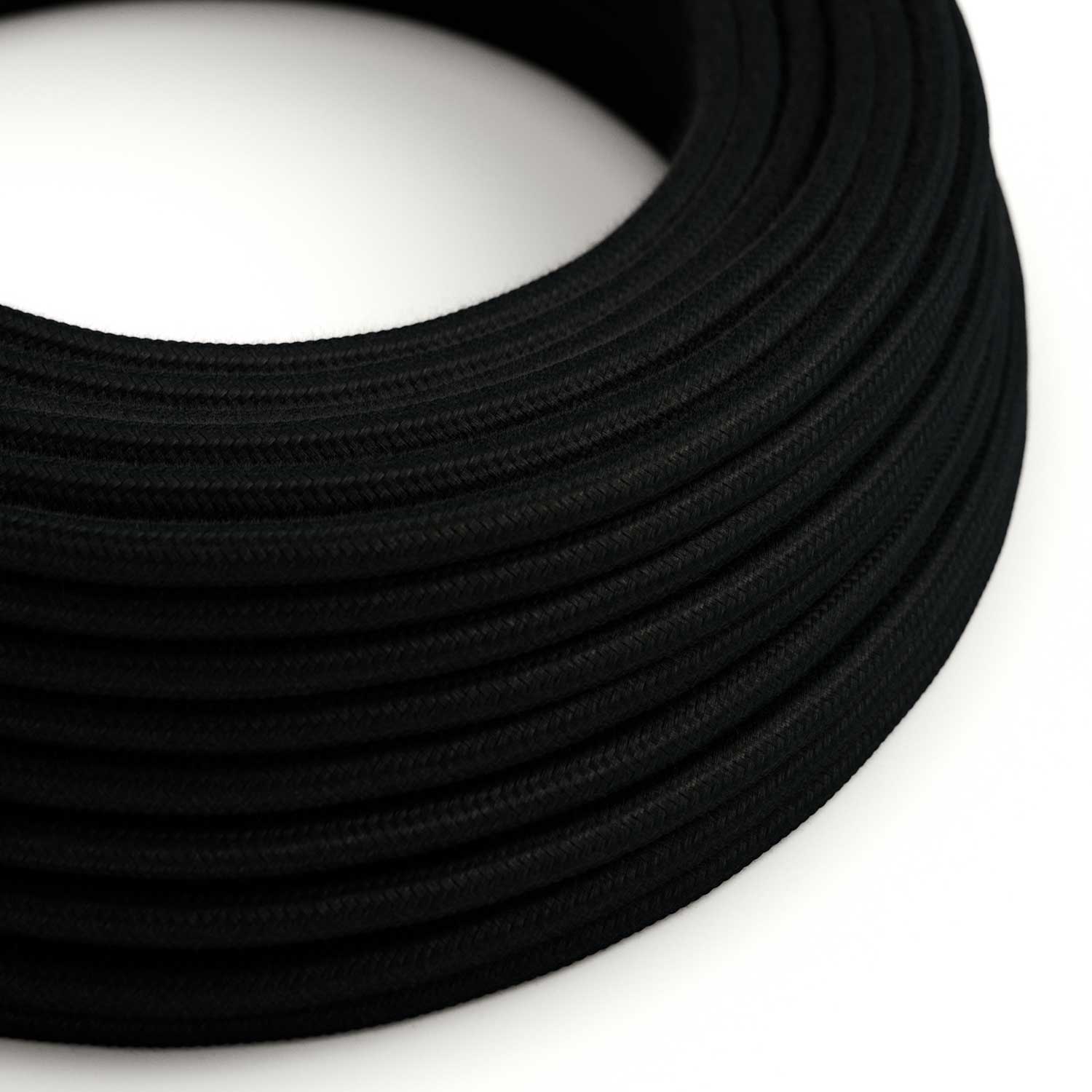 Textilkabel Kohleschwarz aus Baumwolle – Das Original Creative-Cables – RC04 rund 2x0,75mm / 3x0,75mm