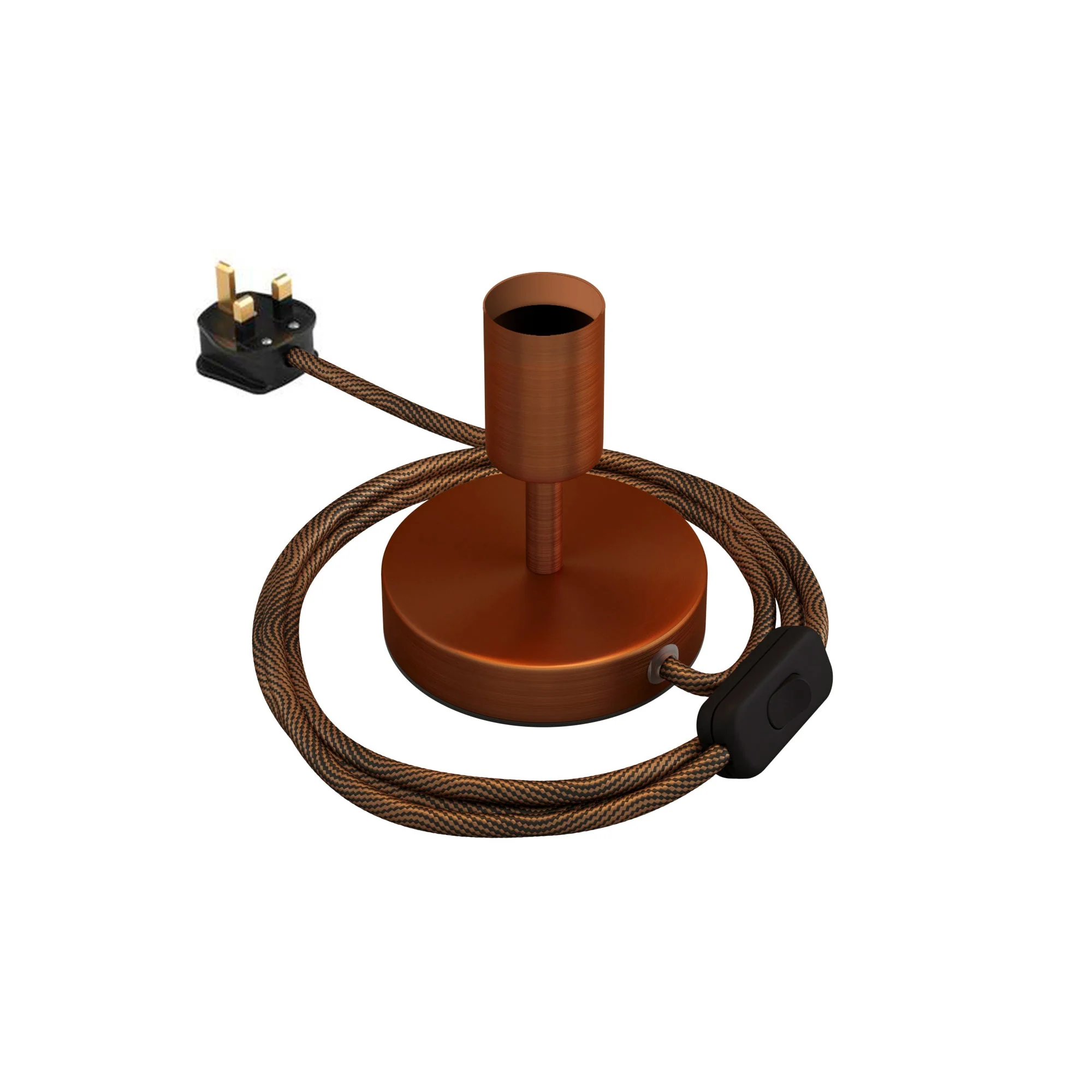 Alzaluce – Tischlampe aus Metall mit UK-Stecker – Satiniertes Kupfer