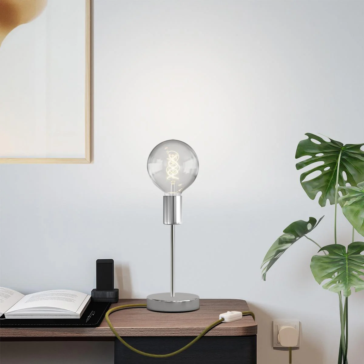 Tischleuchte Alzaluce Globo aus Metall mit UK-Stecker – Chrom - Image 2