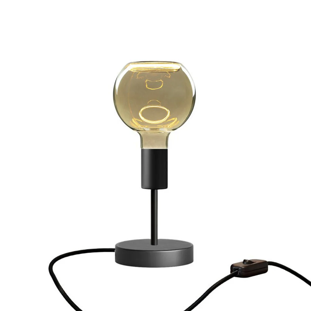 Tischleuchte Alzaluce Globo Ghost aus Metall und UK-Stecker – Matt Schwarz