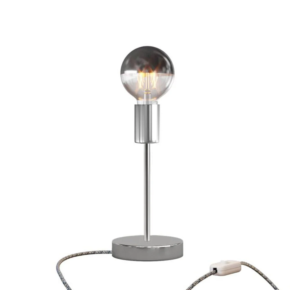 Tischleuchte Alzaluce Half Cup aus Metall – Chrom