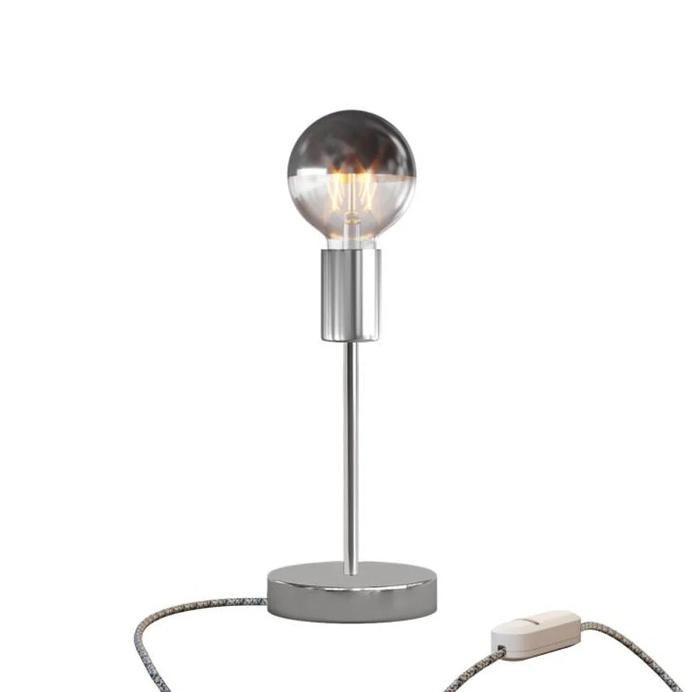 Tischleuchte Alzaluce Half Cup aus Metall mit UK-Stecker – Chrom - Image 5