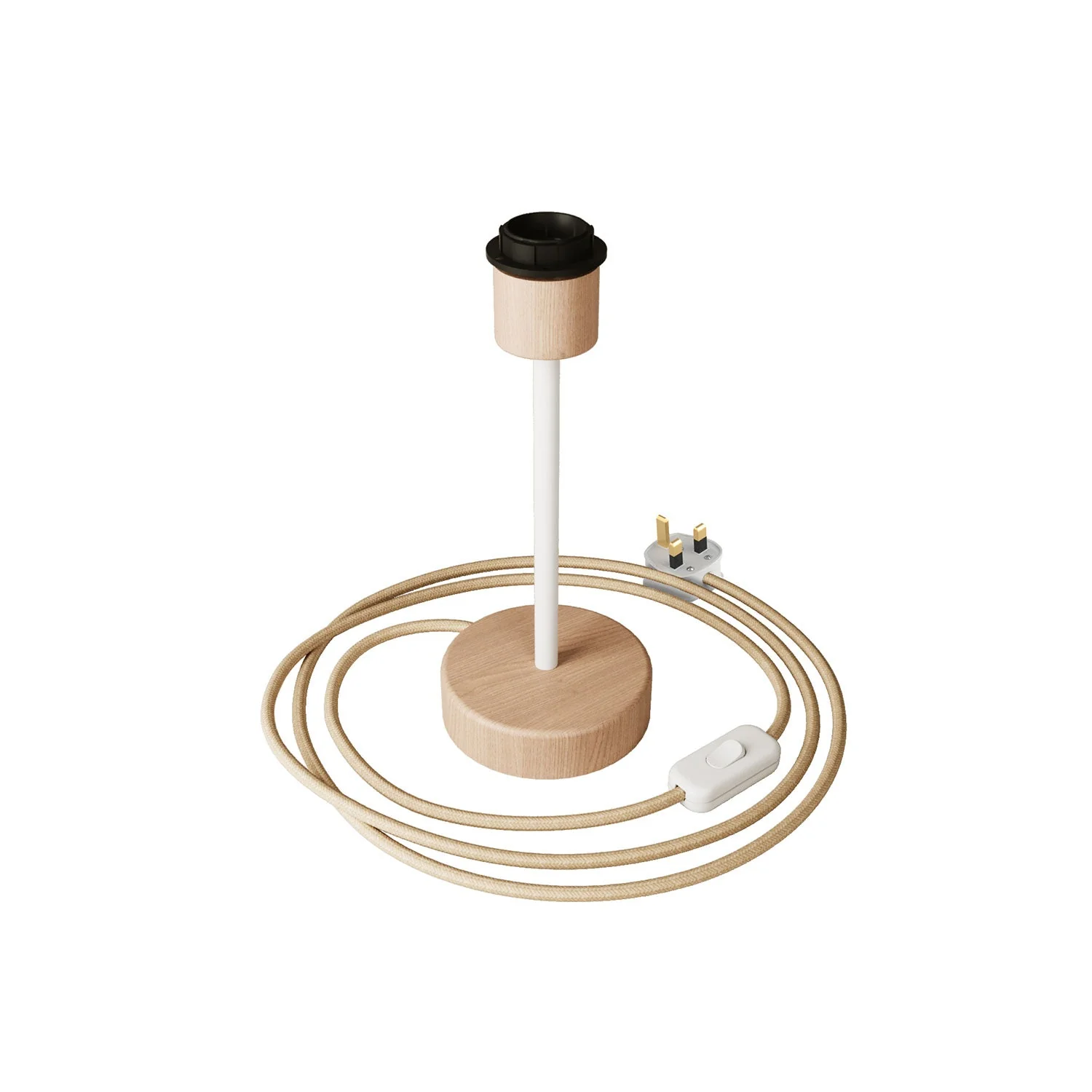 Tischlampe aus Holz für Lampenschirm – Alzaluce Wood mit UK-Stecker – Neutral